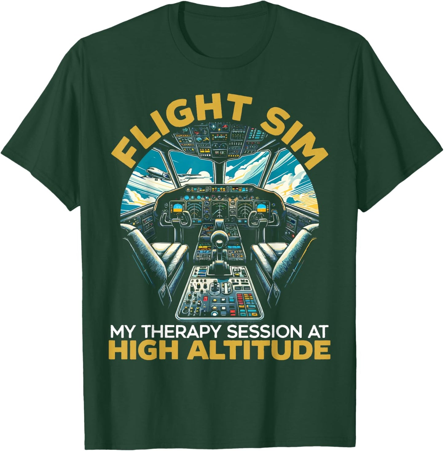 Flight Simulator Aviation Console Pilot Flight Simulation T-Shirt - T-Shirt | Forest