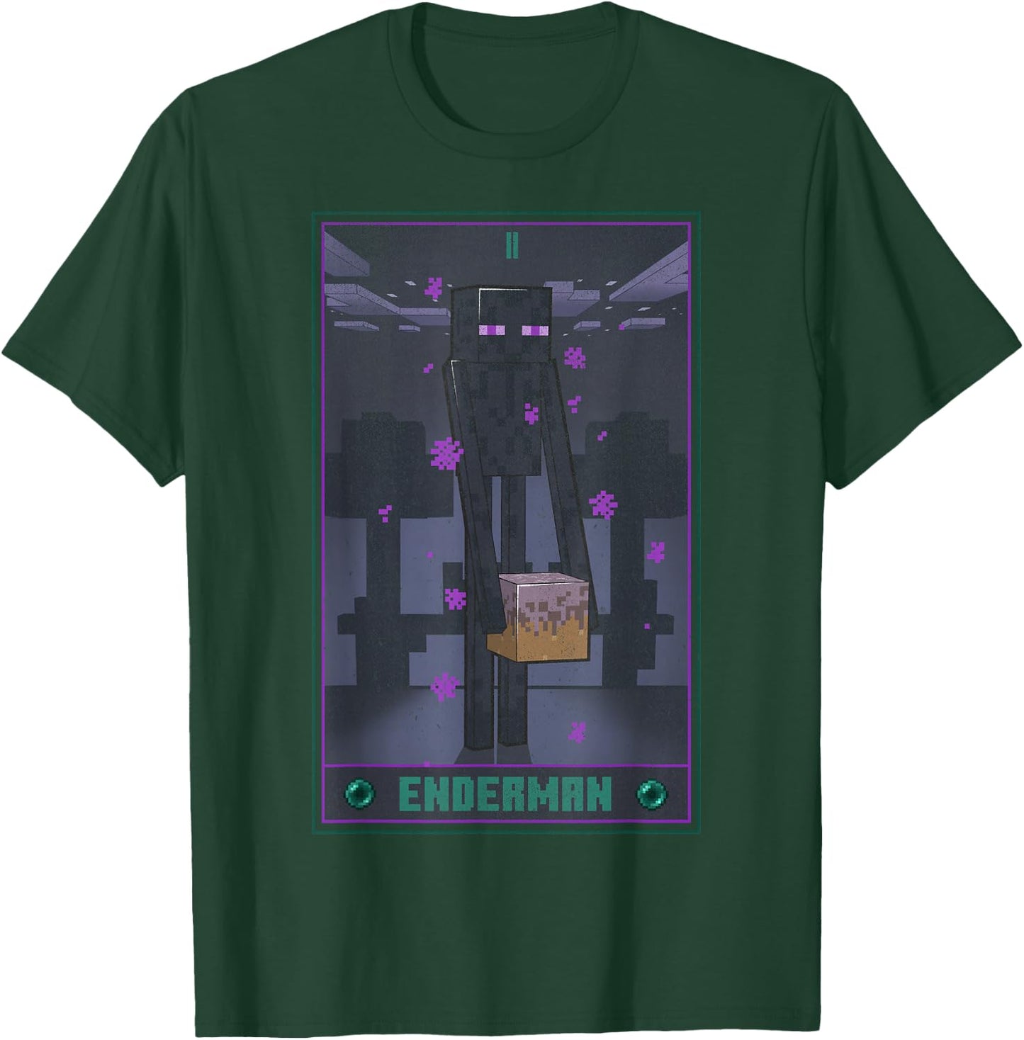 Minecraft Enderman Tarot - -Adults, Kids - Black - Short Sleeve - Cotton, Polyester - Size: Small T-Shirt - T-Shirt | Forest