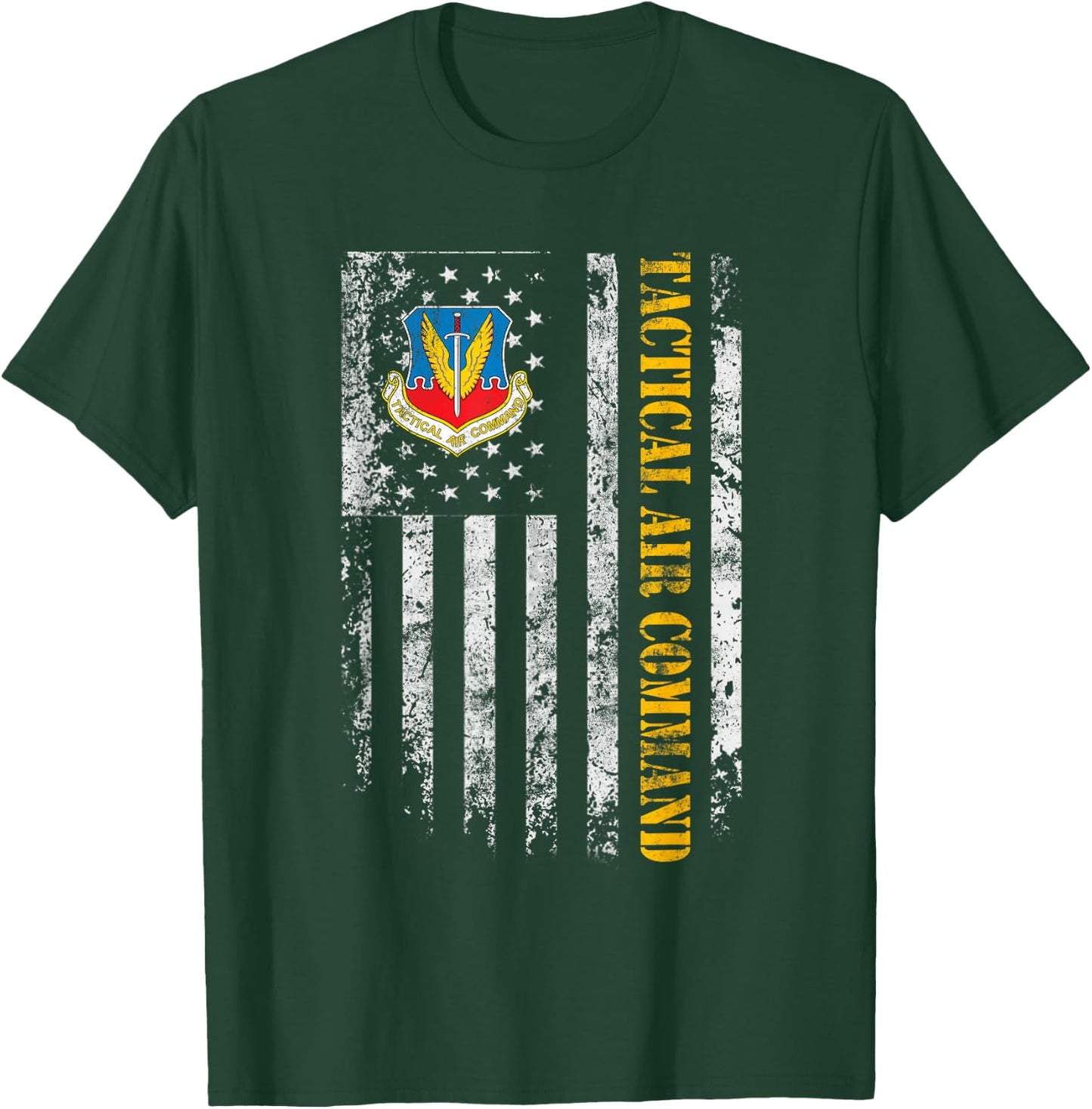 Proud Air Force Tactical Air Command Veteran Vintage US Flag T-Shirt - T-Shirt | Forest
