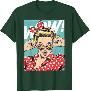 Wow Surprise Face Pop Art Comic Book Popular Culture Artist T-Shirt - T-Shirt | Forest