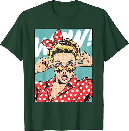 Wow Surprise Face Pop Art Comic Book Popular Culture Artist T-Shirt - T-Shirt | Forest