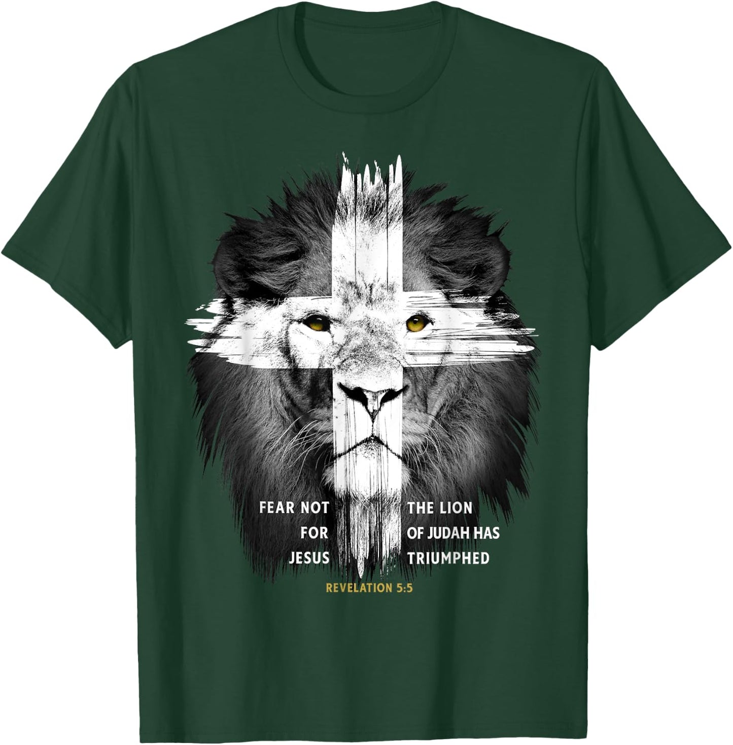 Lion Cross Jesus Christian Lord God Believer T-Shirt - T-Shirt | Forest