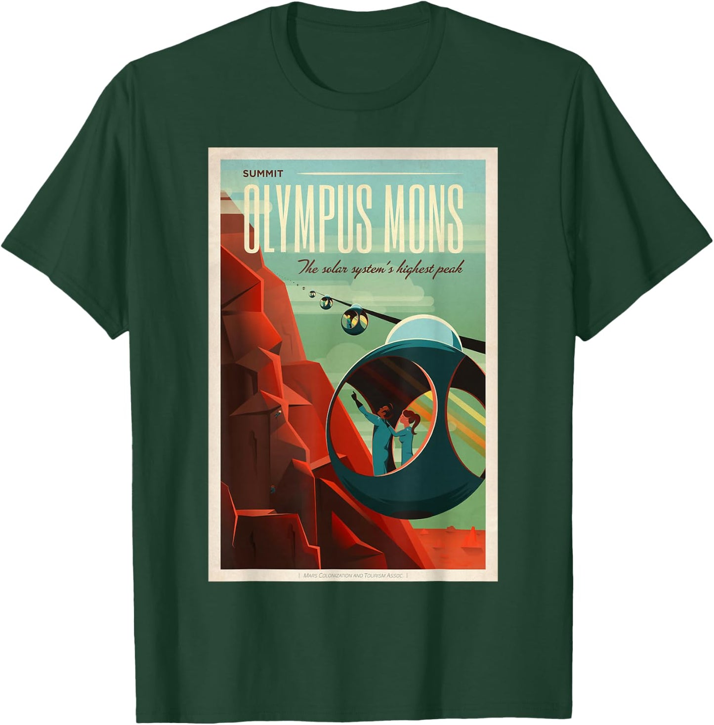 Olympus Mons Mars Colony Astronaut Exploration Retro Space T-Shirt - T-Shirt | Forest