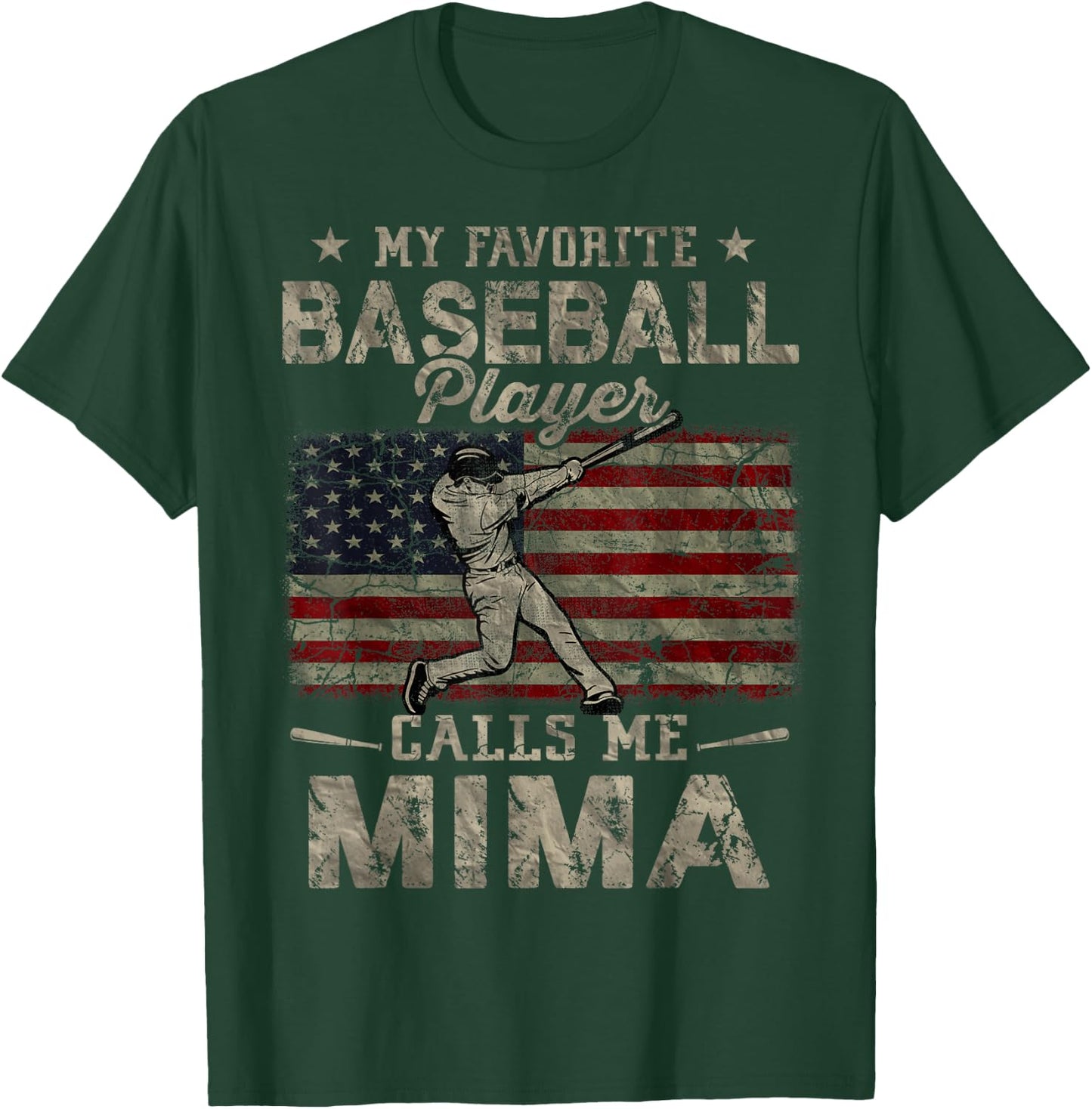 My Favorite Baseball Player Calls Me Mima Mother's Day T-Shirt - T-Shirt | Forest