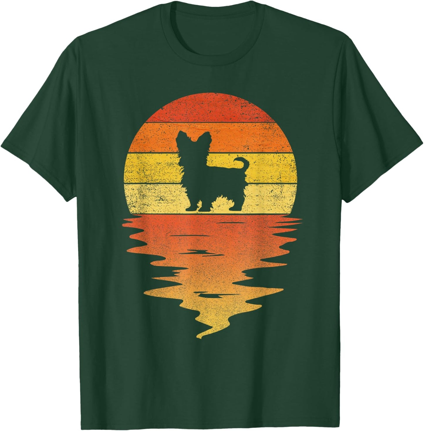 Yorkie Shirt 70s Vintage Retro Sunset Yorkie T-Shirt - T-Shirt | Forest