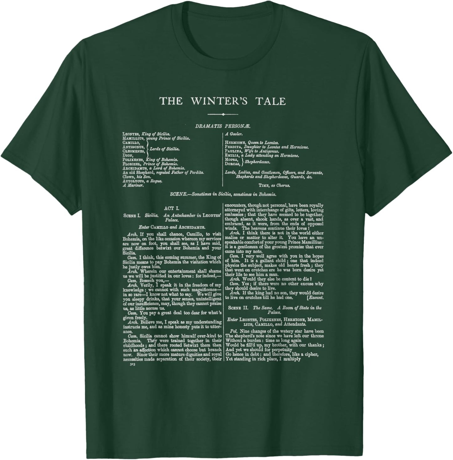 The Winter's Tale William Shakespeare First Page T-Shirt - T-Shirt | Forest