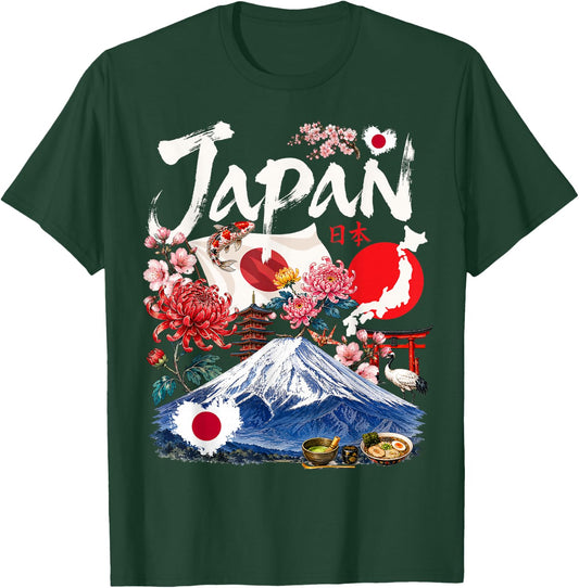 Japanese Flag Outfit Idea & Japan Sakura Themed T-Shirt - T-Shirt | Forest