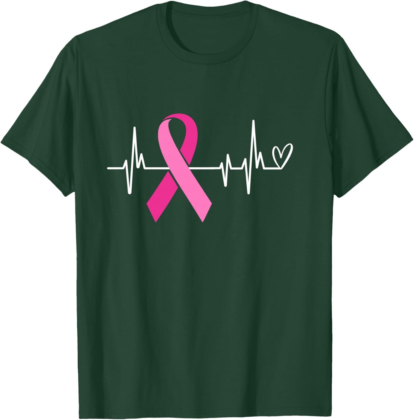 Pink Ribbon Heartbeat Breast Cancer Awareness T-Shirt - T-Shirt | Forest