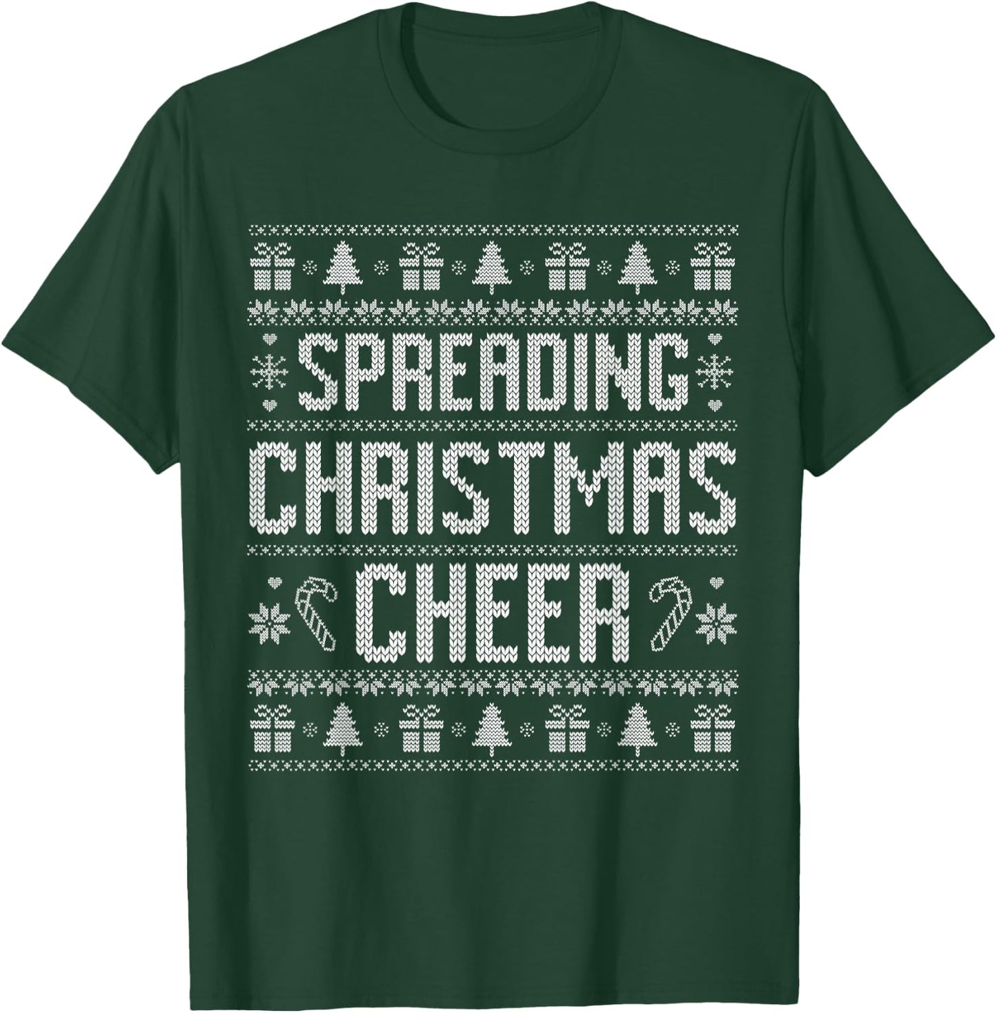 Funny Spreading Christmas Cheer Couples Ugly Sweater Pjs T-Shirt - T-Shirt | Forest
