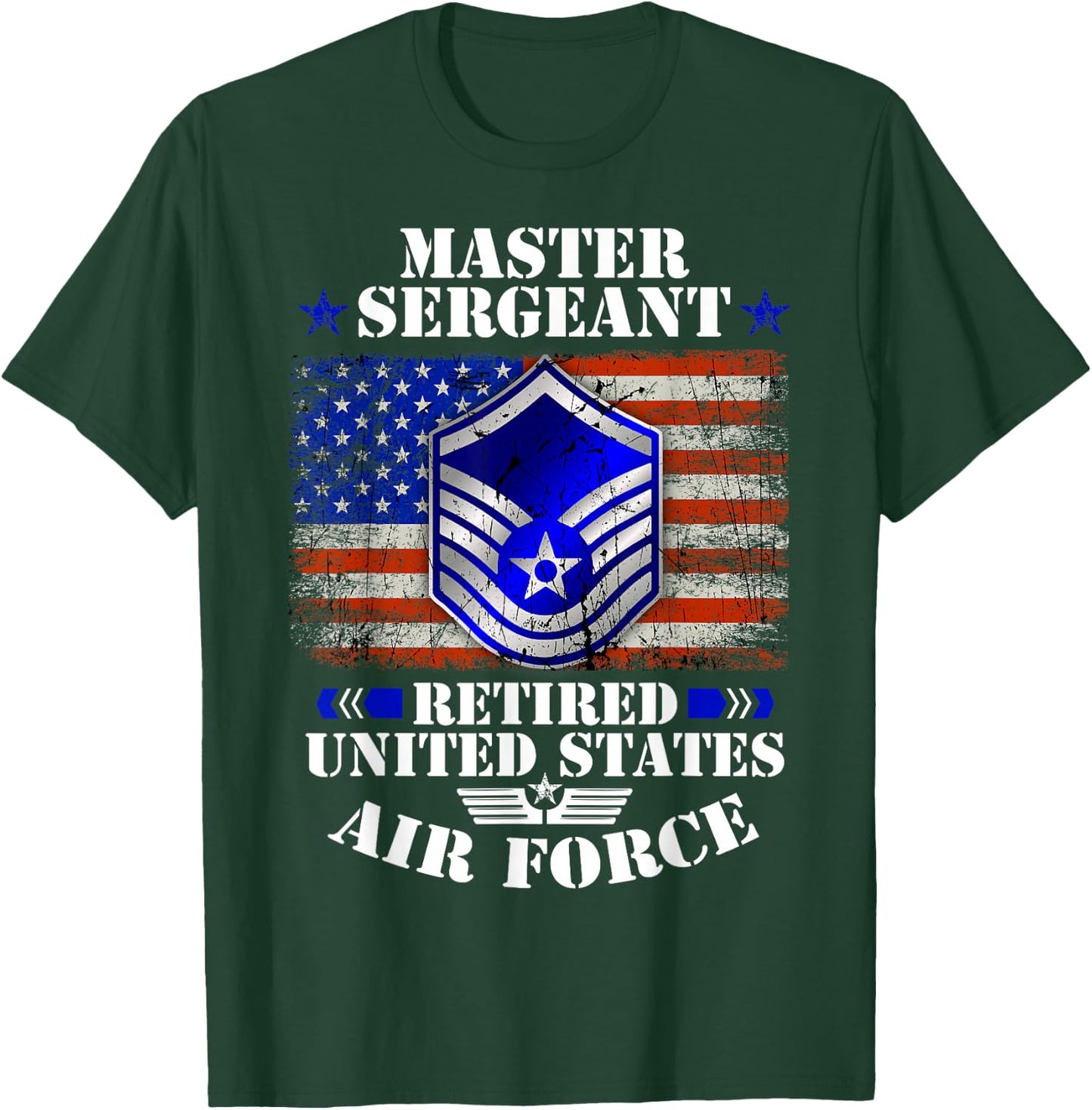 Master Sergeant Retired United States Air Force USA Flag T-Shirt - T-Shirt | Forest