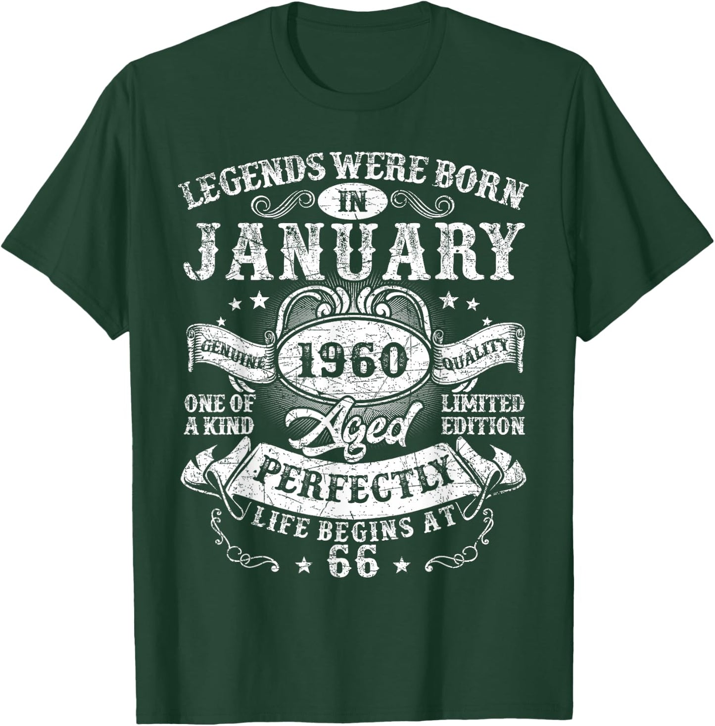 Legends were Born in January 1960 Vintage 66th Birthday Men T-Shirt - T-Shirt | Forest