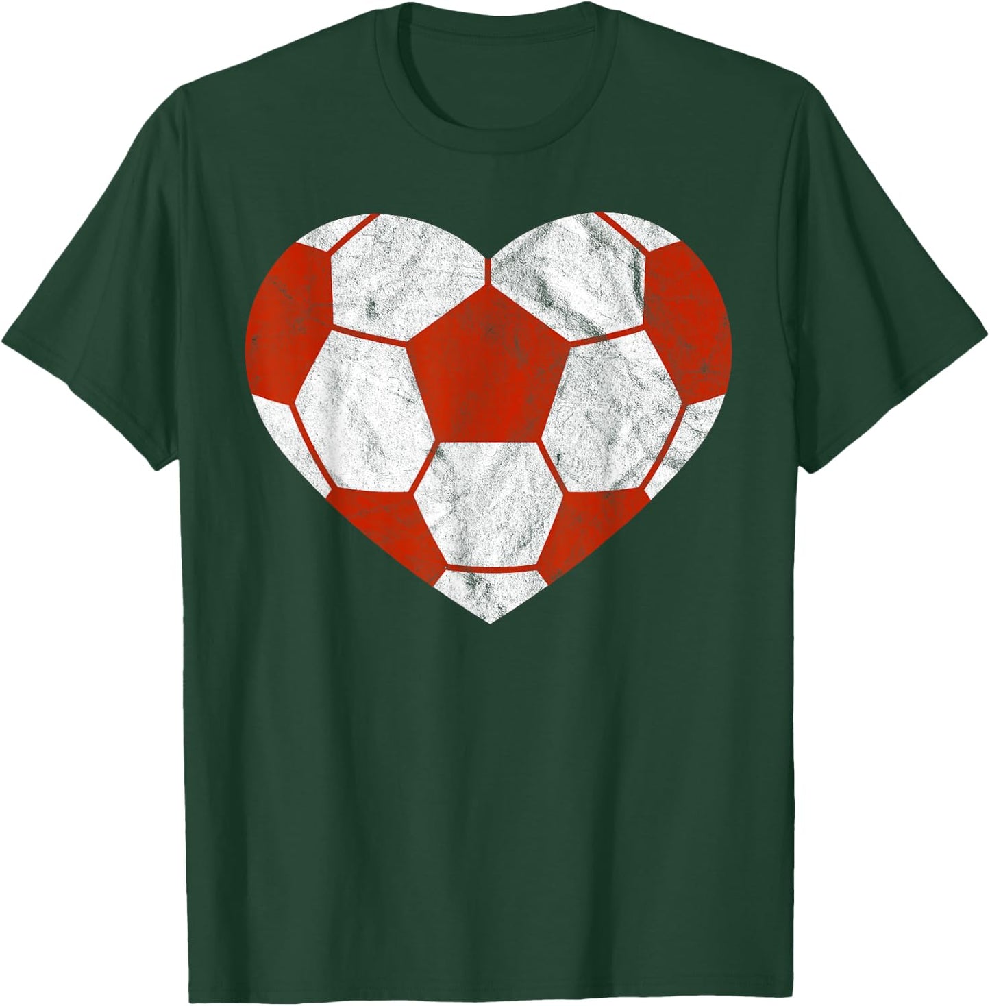 Vintage Football Heart Gift Soccer Player Valentine's Day T-Shirt - T-Shirt | Forest