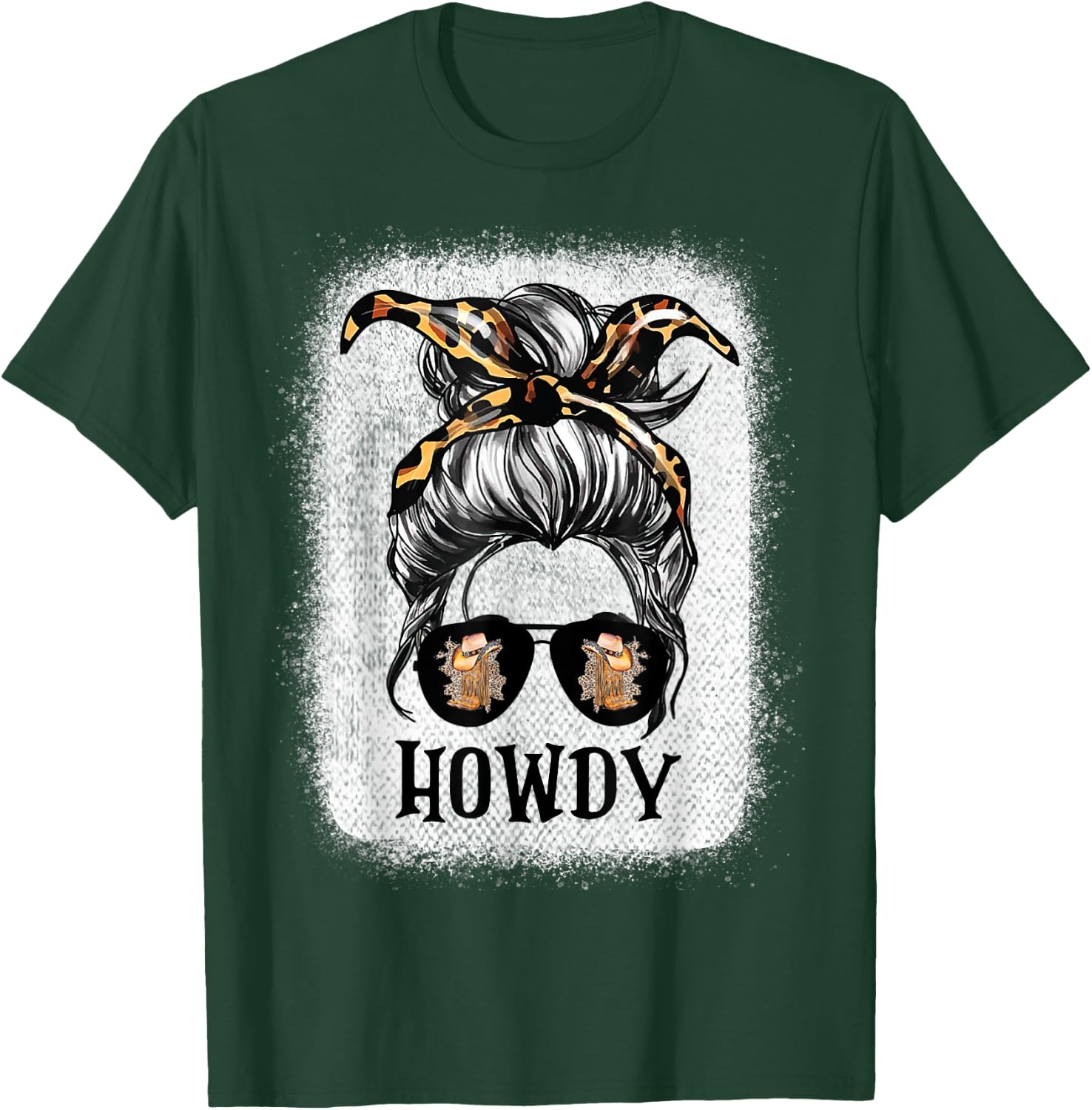 Messy Bun Hat Howdy Rodeo Western Country Southern Cowgirl T-Shirt - T-Shirt | Forest