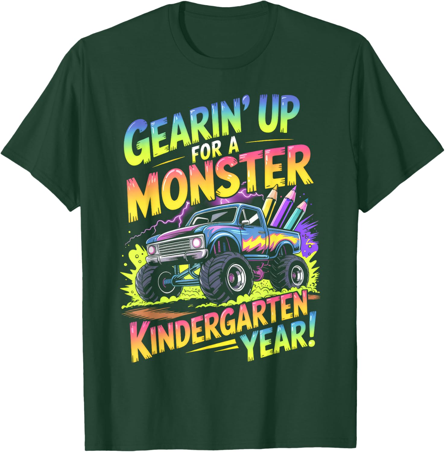 Back to School Kindergarten Monster Truck First Day Boys T-Shirt - T-Shirt | Forest