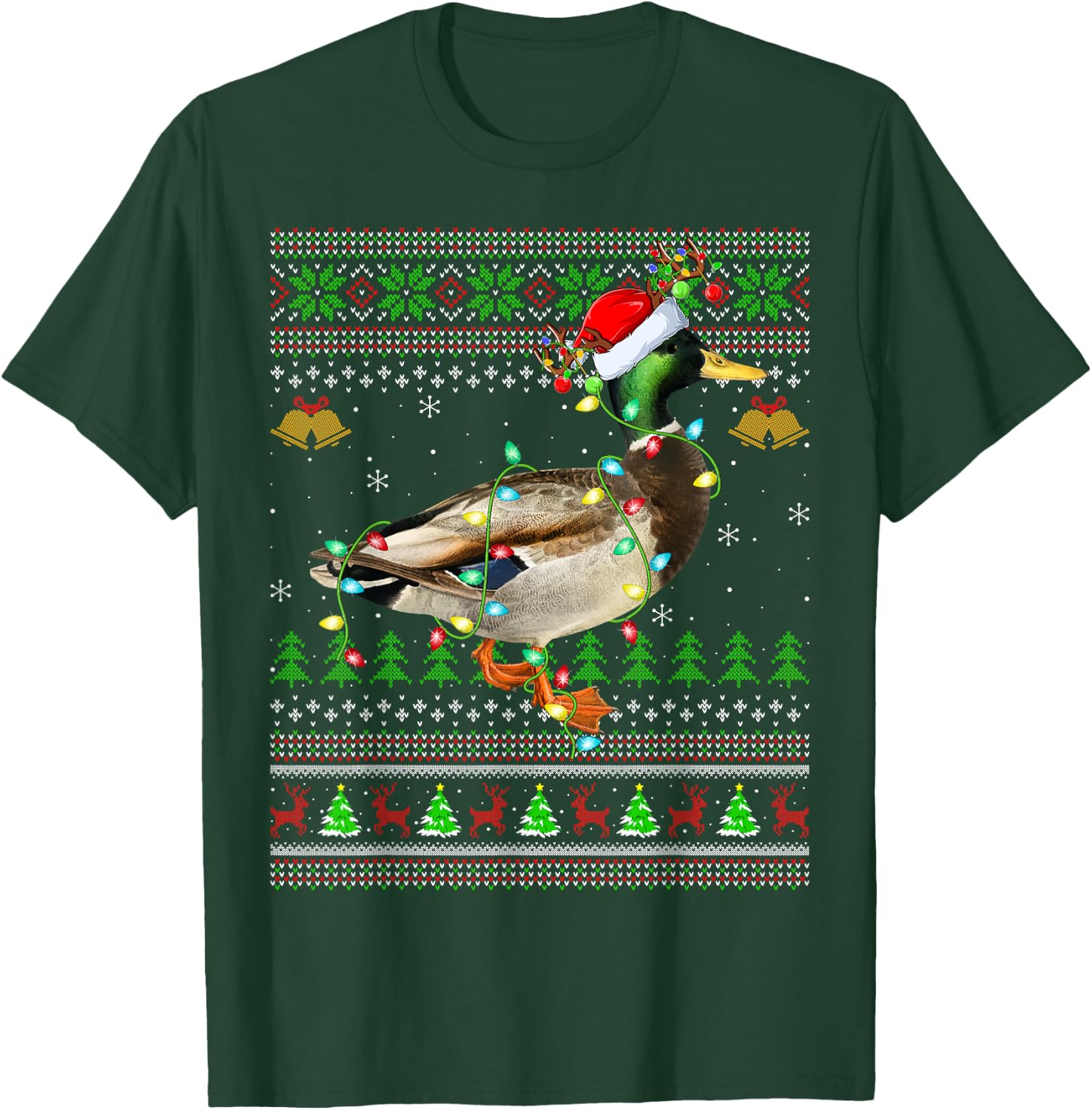 Mallard Bird Lover Xmas Santa Mallard Ugly Christmas T-Shirt - T-Shirt | Forest