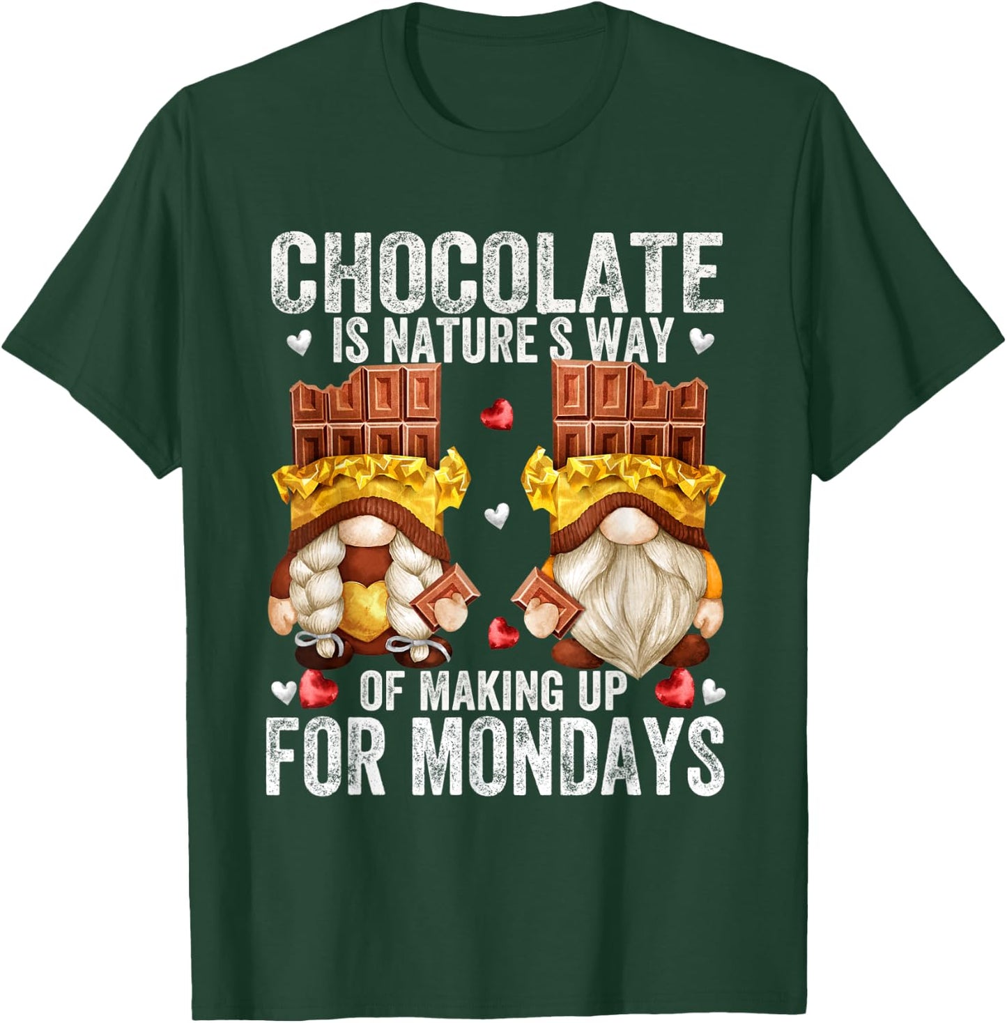 Funny Monday Gnomes And Men Brown Chocolate T-Shirt - T-Shirt | Forest