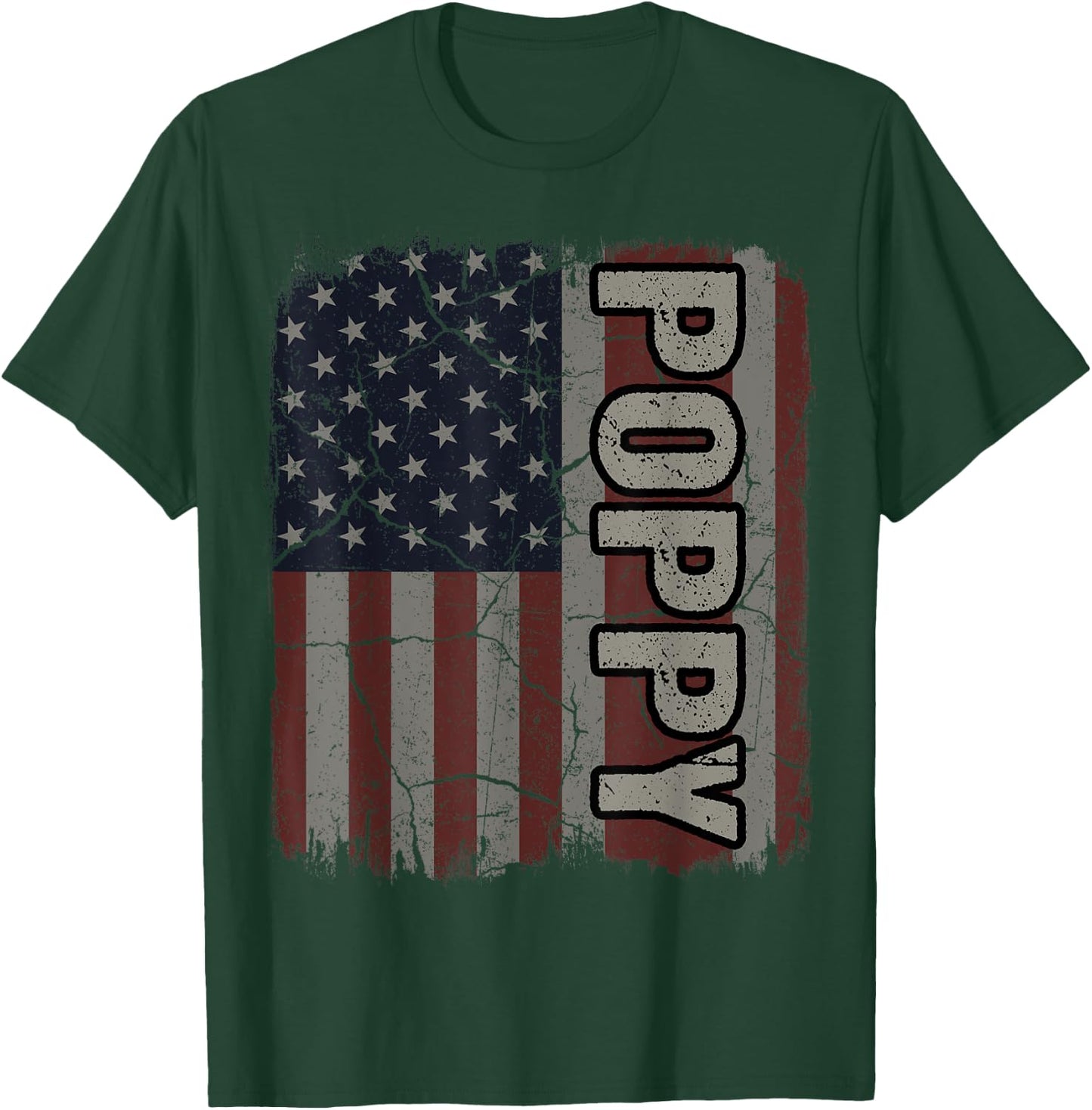 Poppy American Flag Vintage Father's Day 4th of July Gift T-Shirt - T-Shirt | Forest