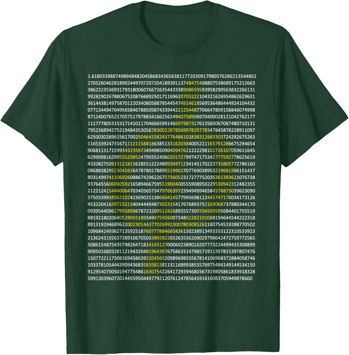 Nerdy Vintage Phi Digits Golden Ratio Fibonacci Math Teacher T-Shirt - T-Shirt | Forest