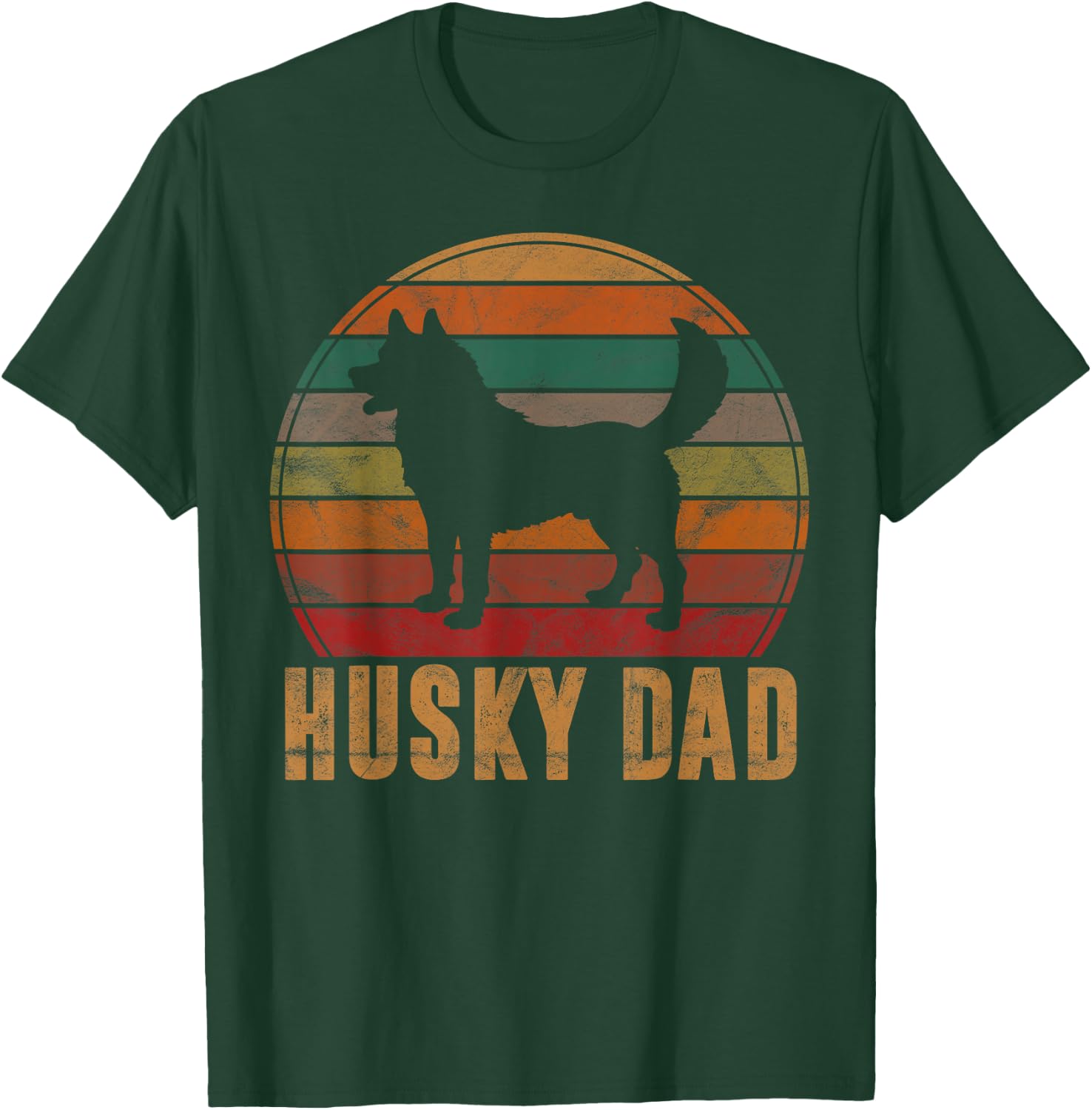 Retro Husky Dad Gift Dog Owner Pet Siberian Huskies Father T-Shirt - T-Shirt | Forest