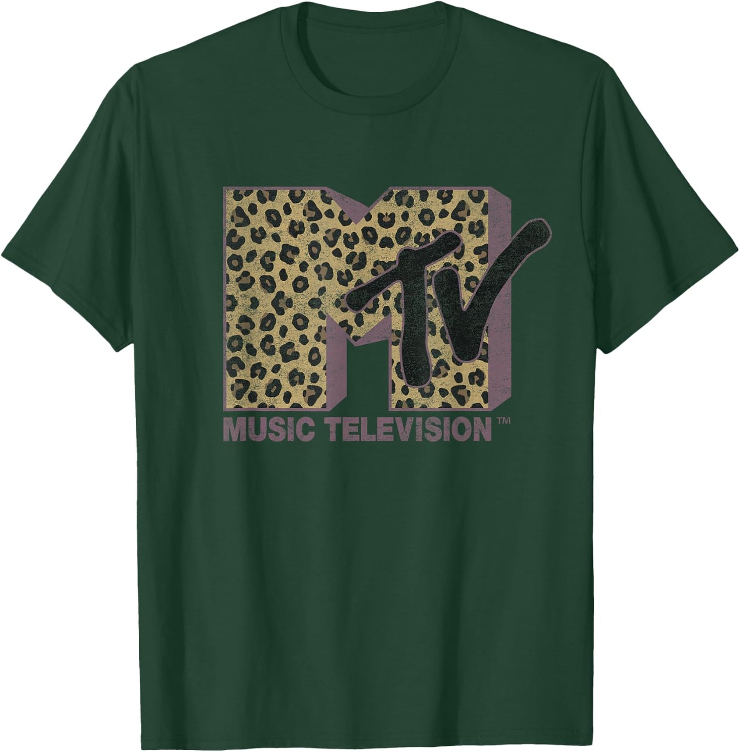 MTV Classic Leopard Print Bold Logo Small T-Shirt - T-Shirt | Forest