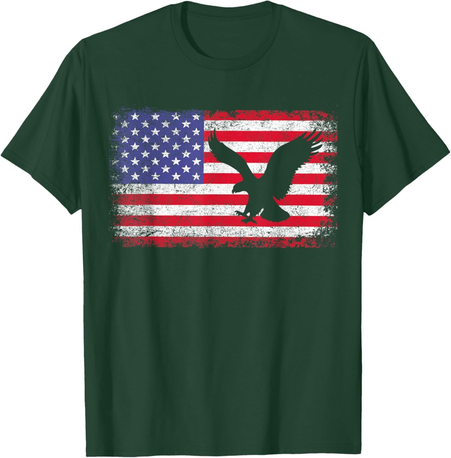 American Flag Eagle USA 4th of July Men Women Kids T-Shirt - T-Shirt | Forest