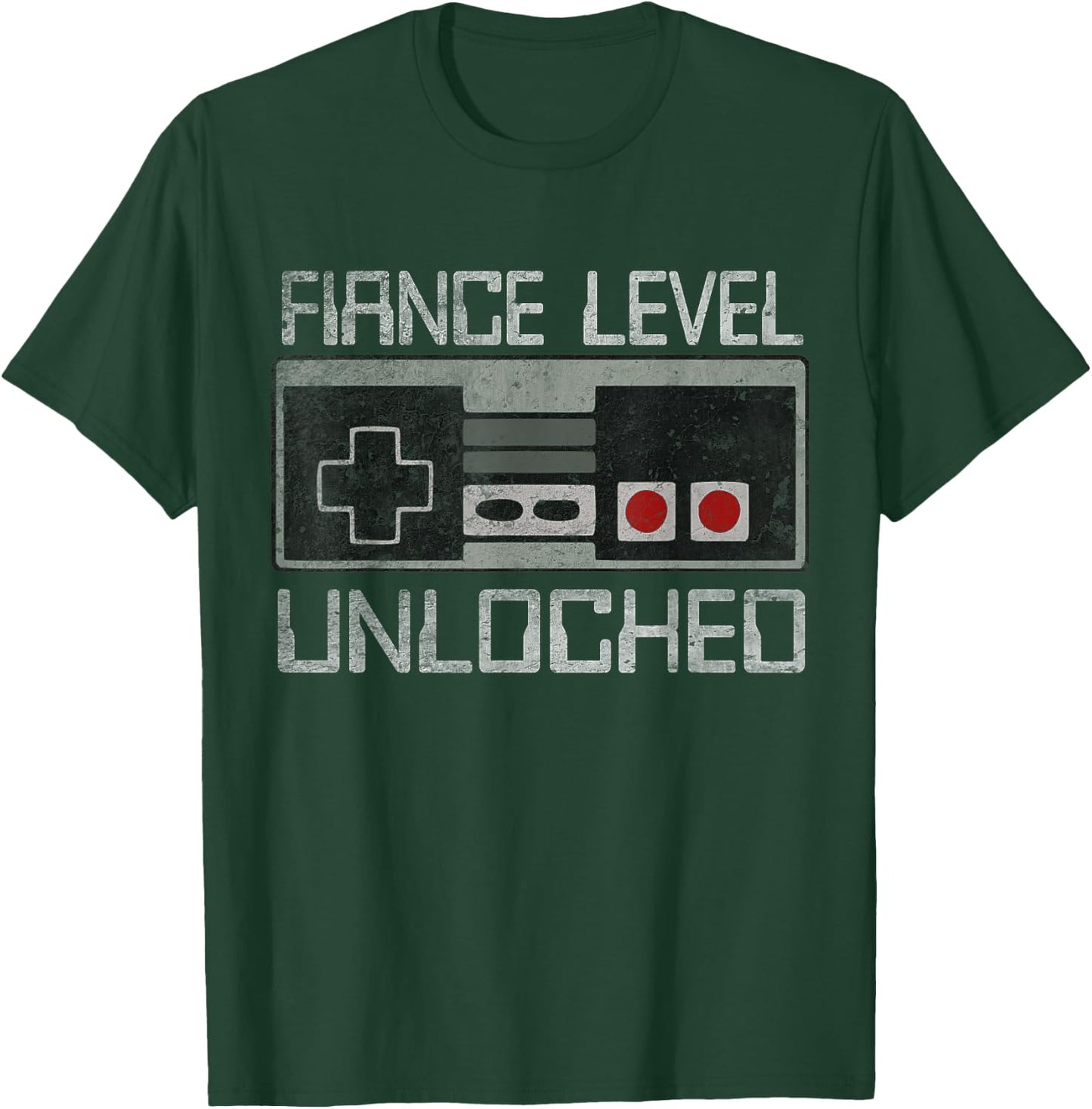 Leveled Up To Fiance Level Unlocked Newly Just Engaged Gamer T-Shirt - T-Shirt | Forest