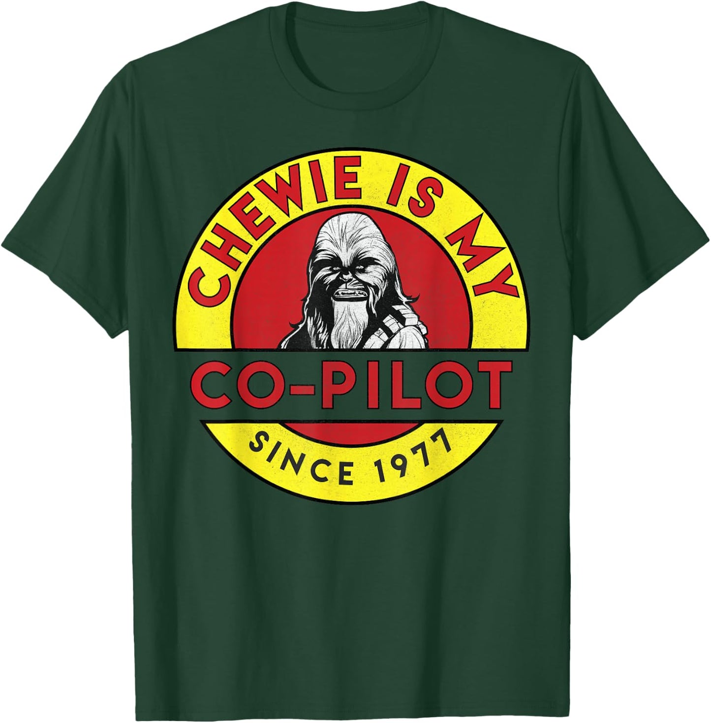 Star Wars Chewie Is My Co-Pilot Circle Graphic T-Shirt - T-Shirt | Forest