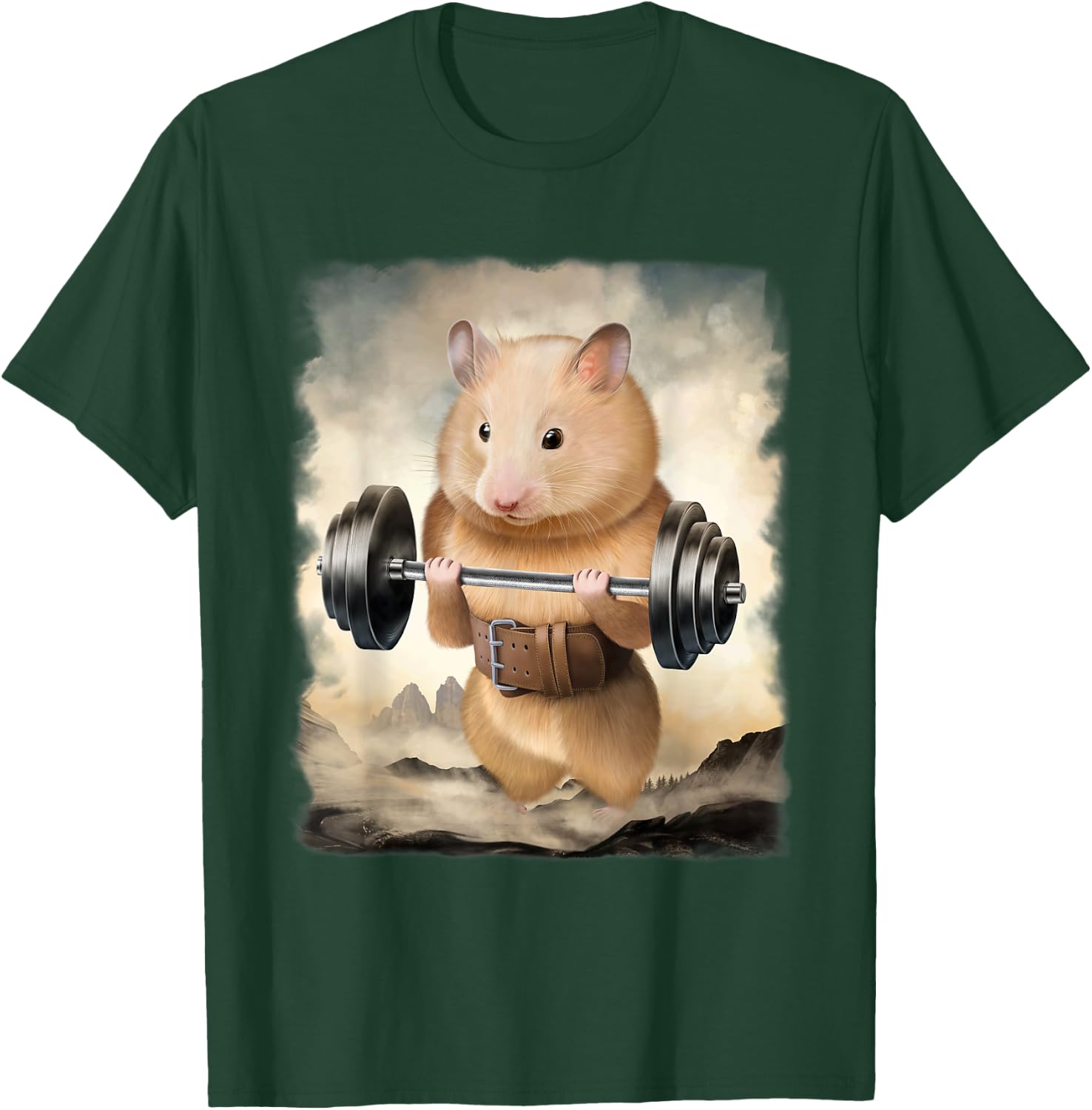 Hamster Muscle Training Weightlifting T-Shirt - T-Shirt | Forest