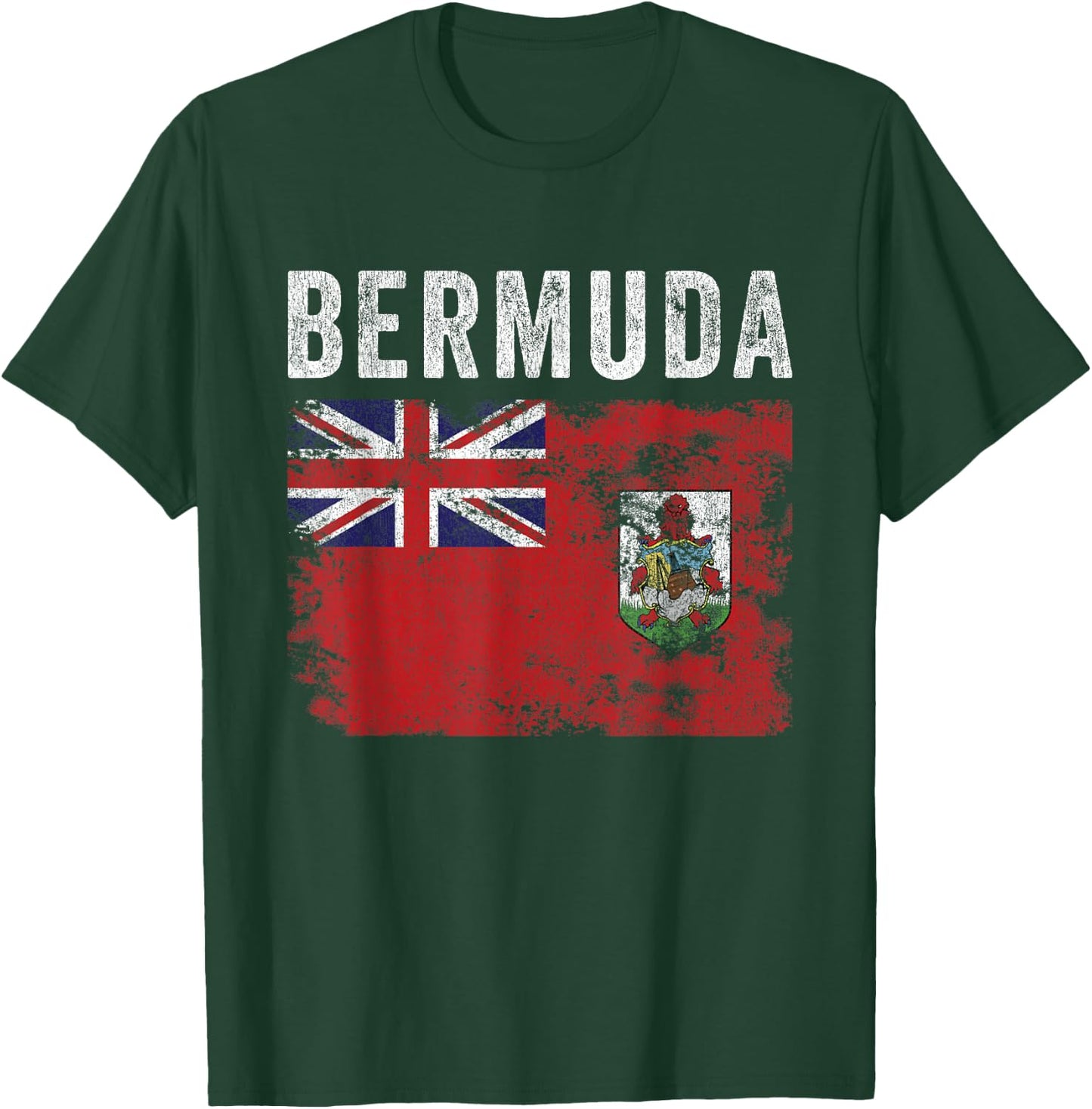 Bermuda Flag Distressed - Men Women Kids - Bermudian Flag T-Shirt - T-Shirt | Forest