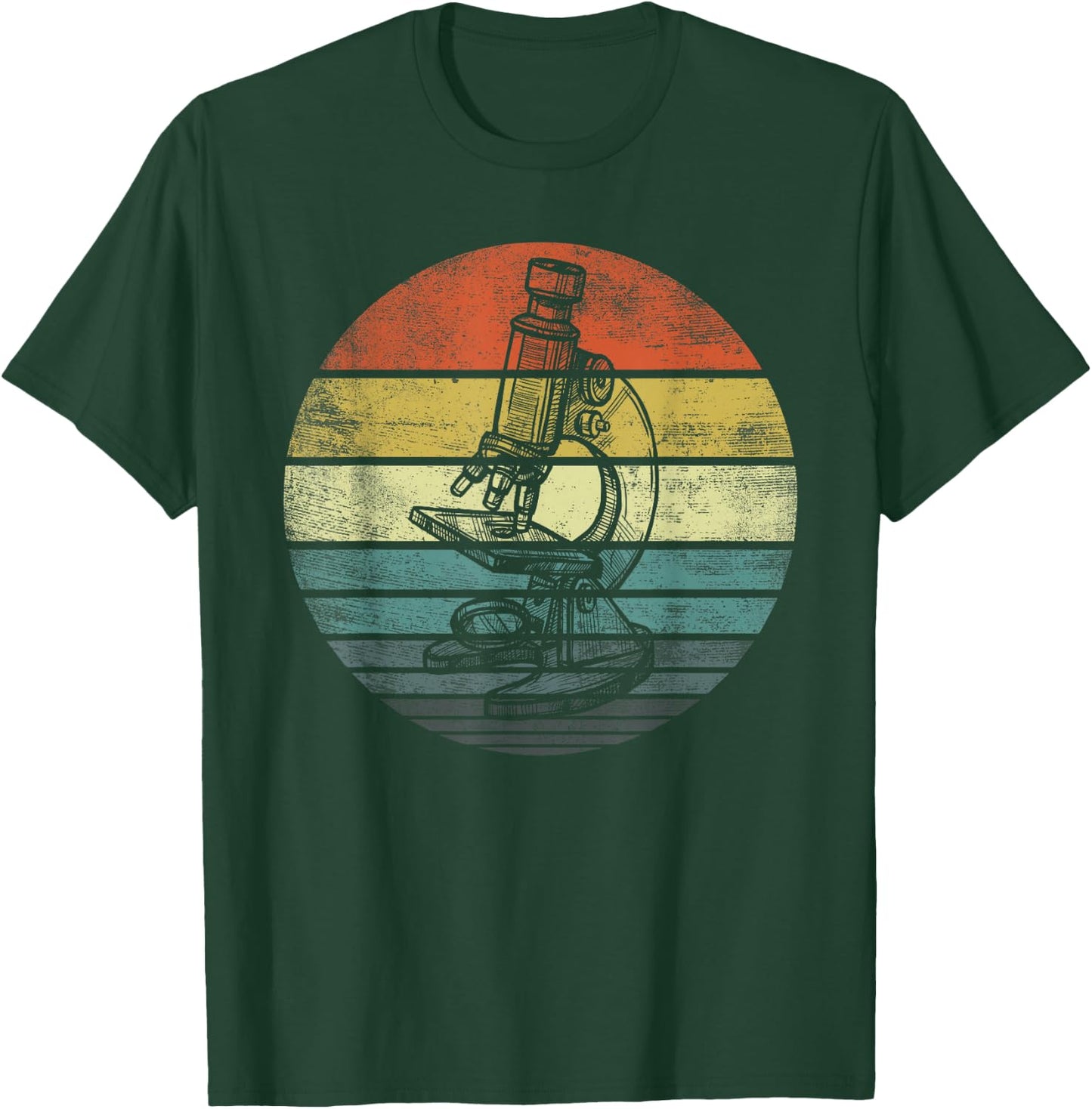 Science Gifts Retro Sunset Scientist Microscope Microscopy T-Shirt - T-Shirt | Forest