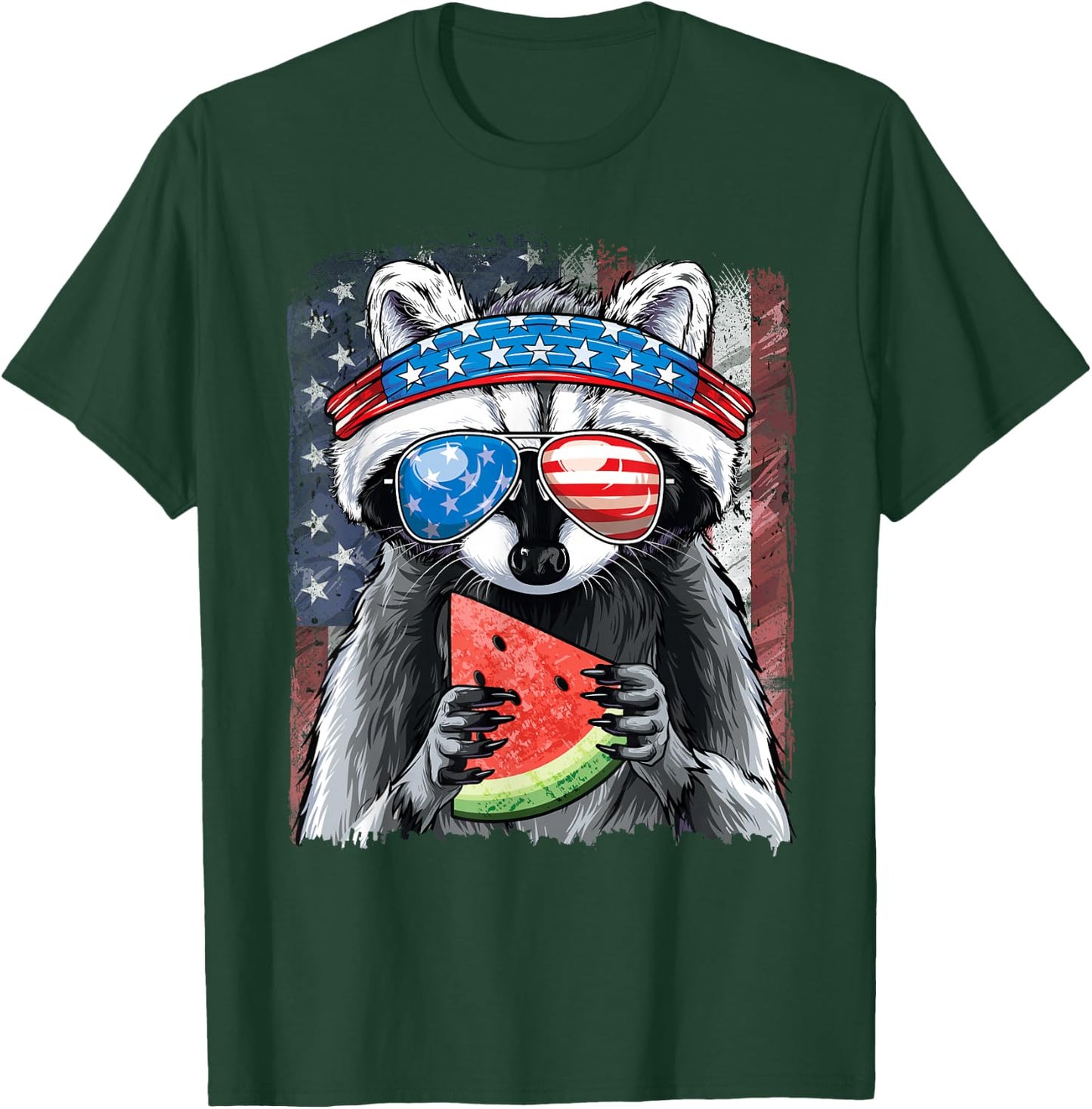 Trash Panda American Flag Boys Raccoon 4th of July T-Shirt - T-Shirt | Forest