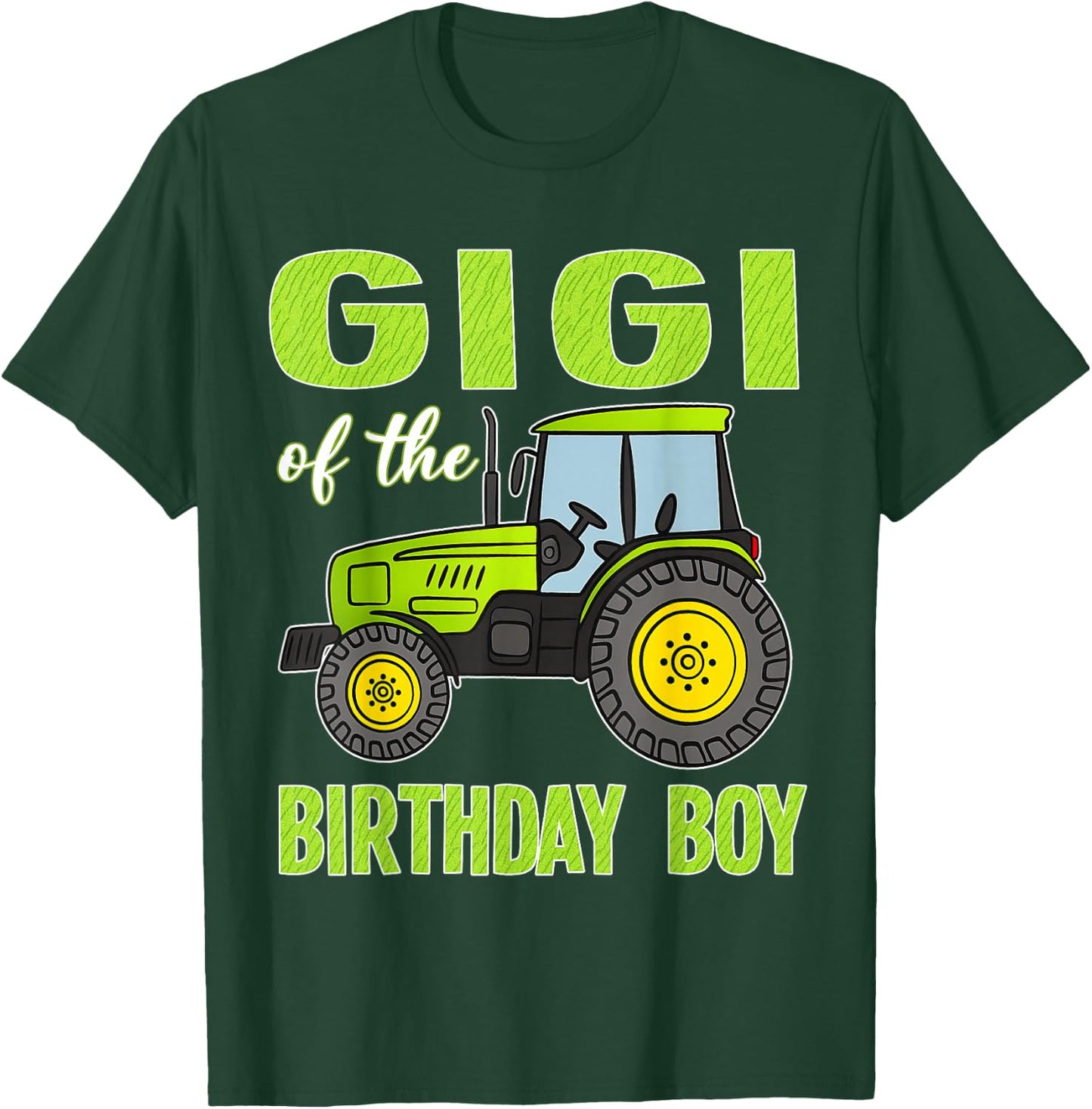 Gigi of The Birthday Boy Tractors Farm Trucks Family T-Shirt - T-Shirt | Forest