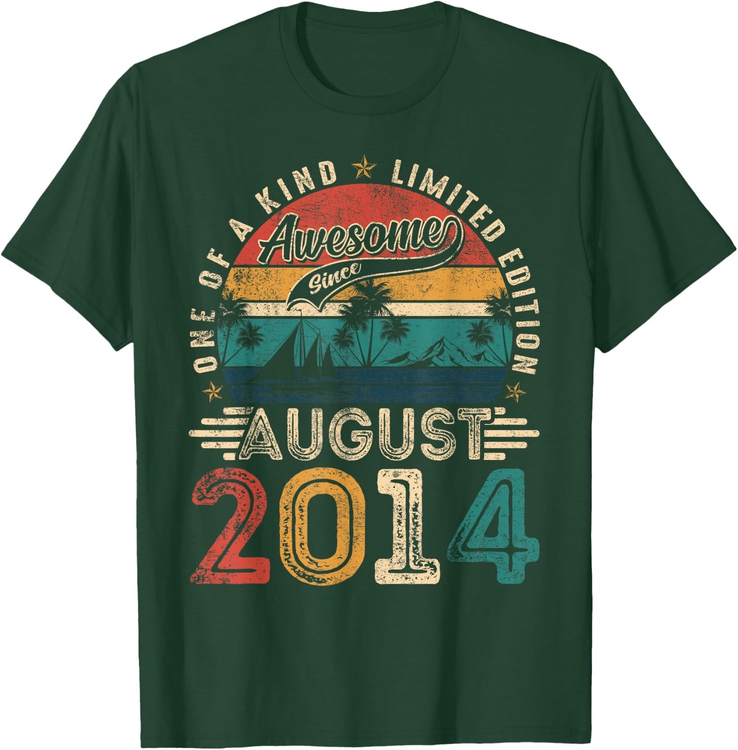 Awesome Since August 2014 Vintage Retro 11th Birthday Boys T-Shirt - T-Shirt | Forest