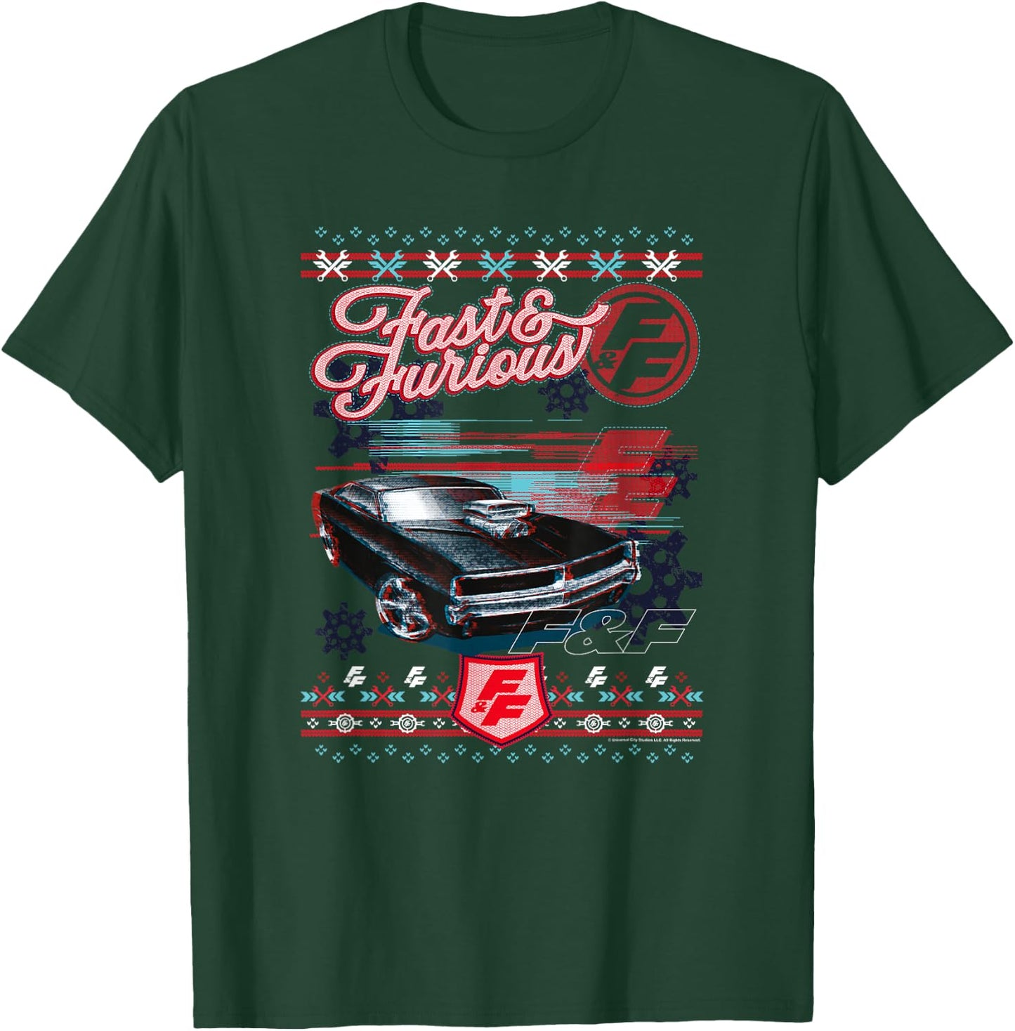 Fast & Furious Ugly Christmas Sweater Car Logo T-Shirt - T-Shirt | Forest