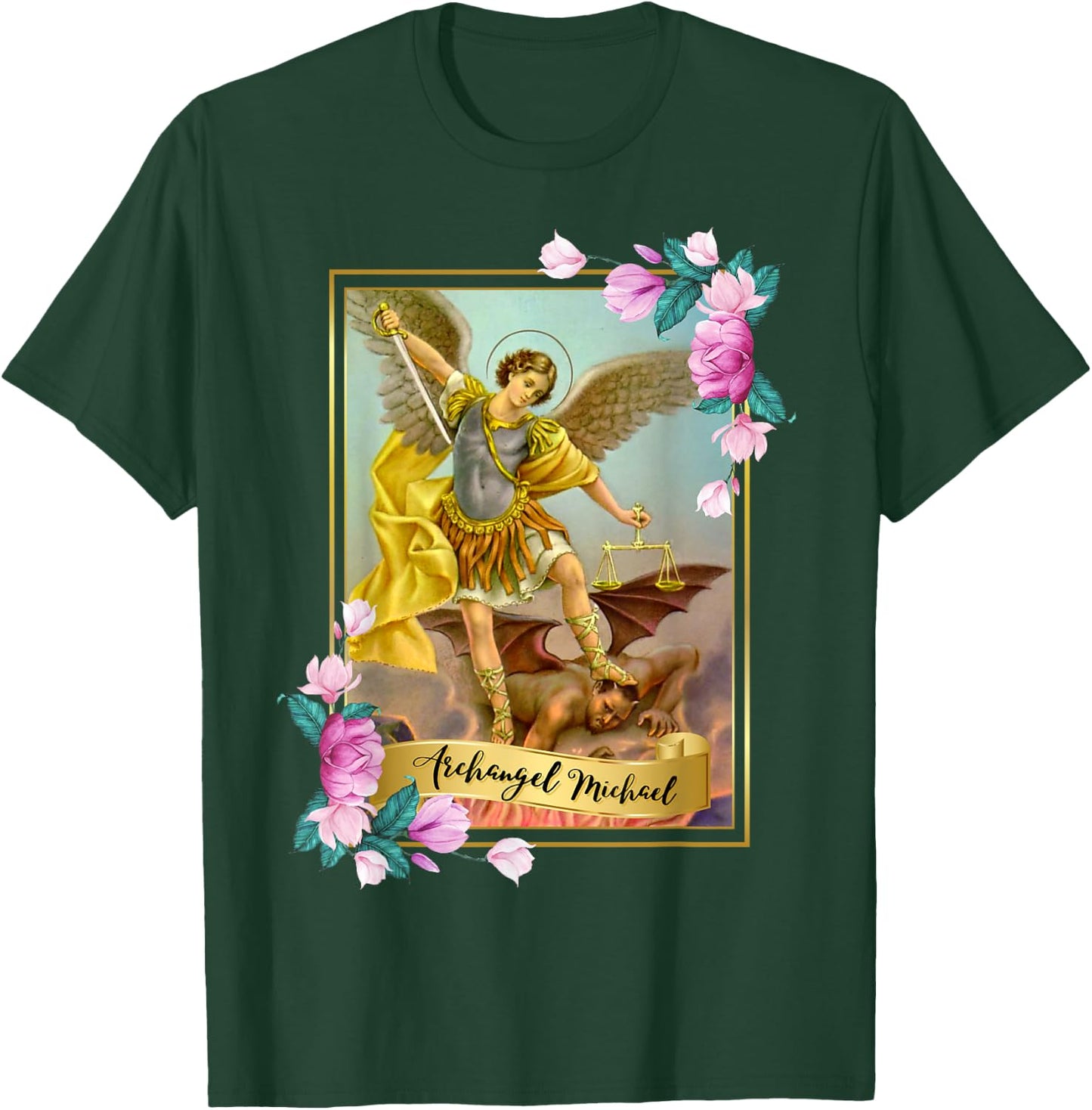St Michael the Archangel - Protector Catholic Church Angel T-Shirt - T-Shirt | Forest