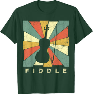 Vintage Fiddle Player Music Retro Gift T-Shirt - T-Shirt | Forest