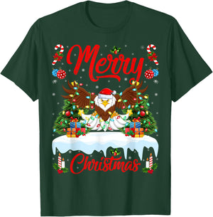 Bald Eagle Lover Xmas Lighting Santa Bald Eagle Christmas T-Shirt - T-Shirt | Forest
