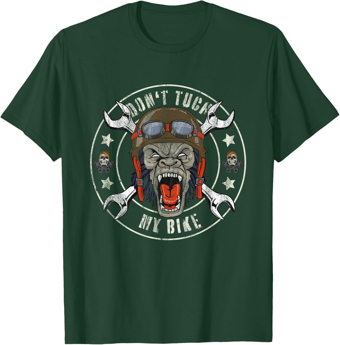 Don't Tuch My Bike Gorilla and Wrenches Biker Mechanic T-Shirt - T-Shirt | Forest