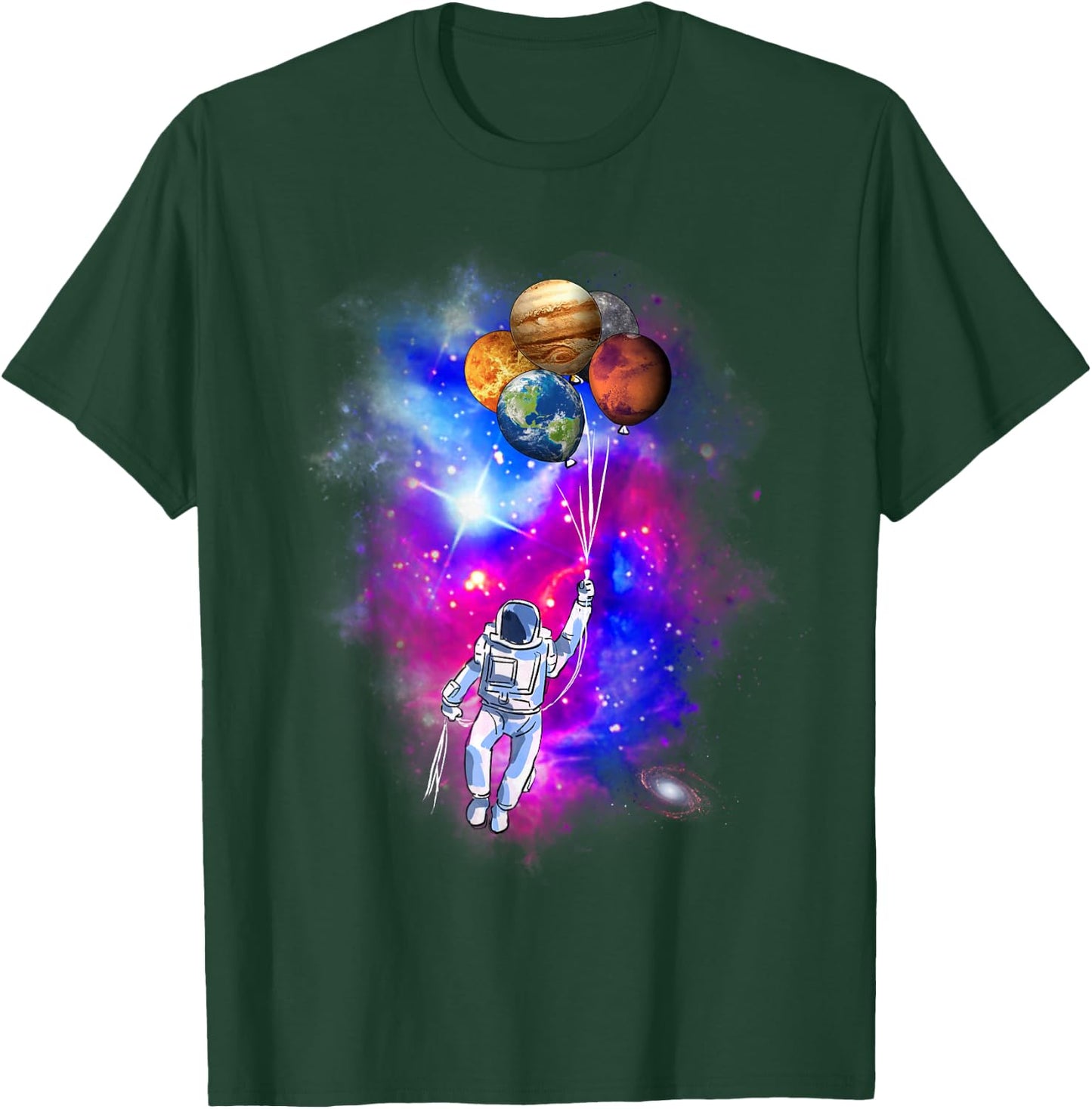 Spaceman's Trip - Astronaut Planet Balloon Outer Space T-Shirt - T-Shirt | Forest