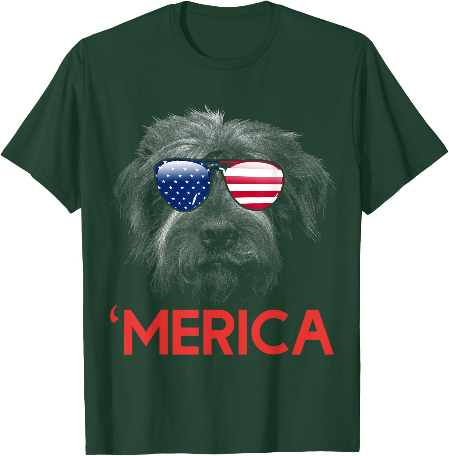 Merica Wirehaired pointing griffon American Flag Women Men T-Shirt - T-Shirt | Forest