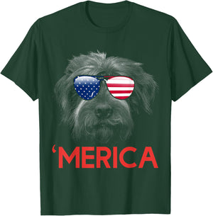 Merica Wirehaired pointing griffon American Flag Women Men T-Shirt - T-Shirt | Forest