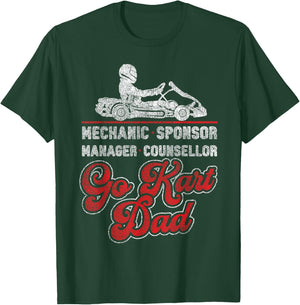 Go Kart Racing Dad Vintage Mechanic Sponsor Manager T-Shirt - T-Shirt | Forest