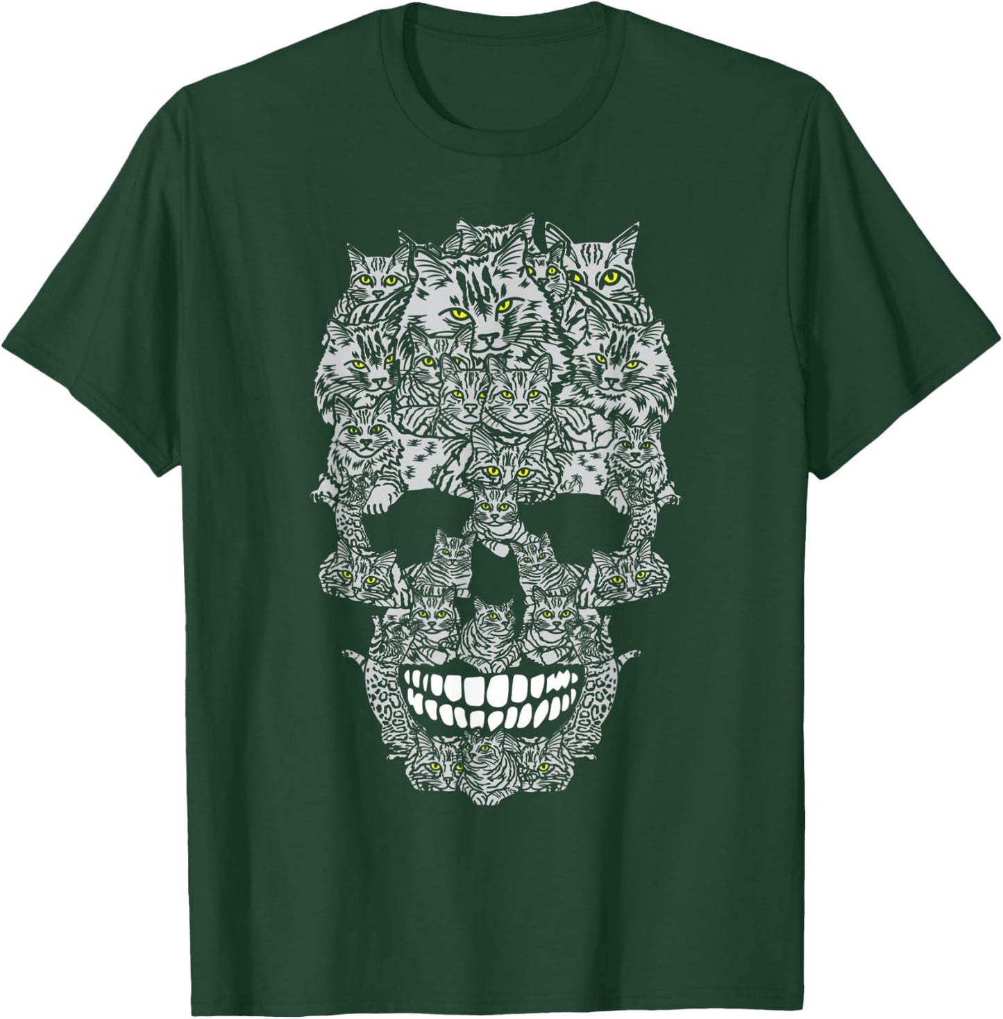 Happy Halloween Skeleton Cat Bones Kitty Trick Or Treat T-Shirt - T-Shirt | Forest