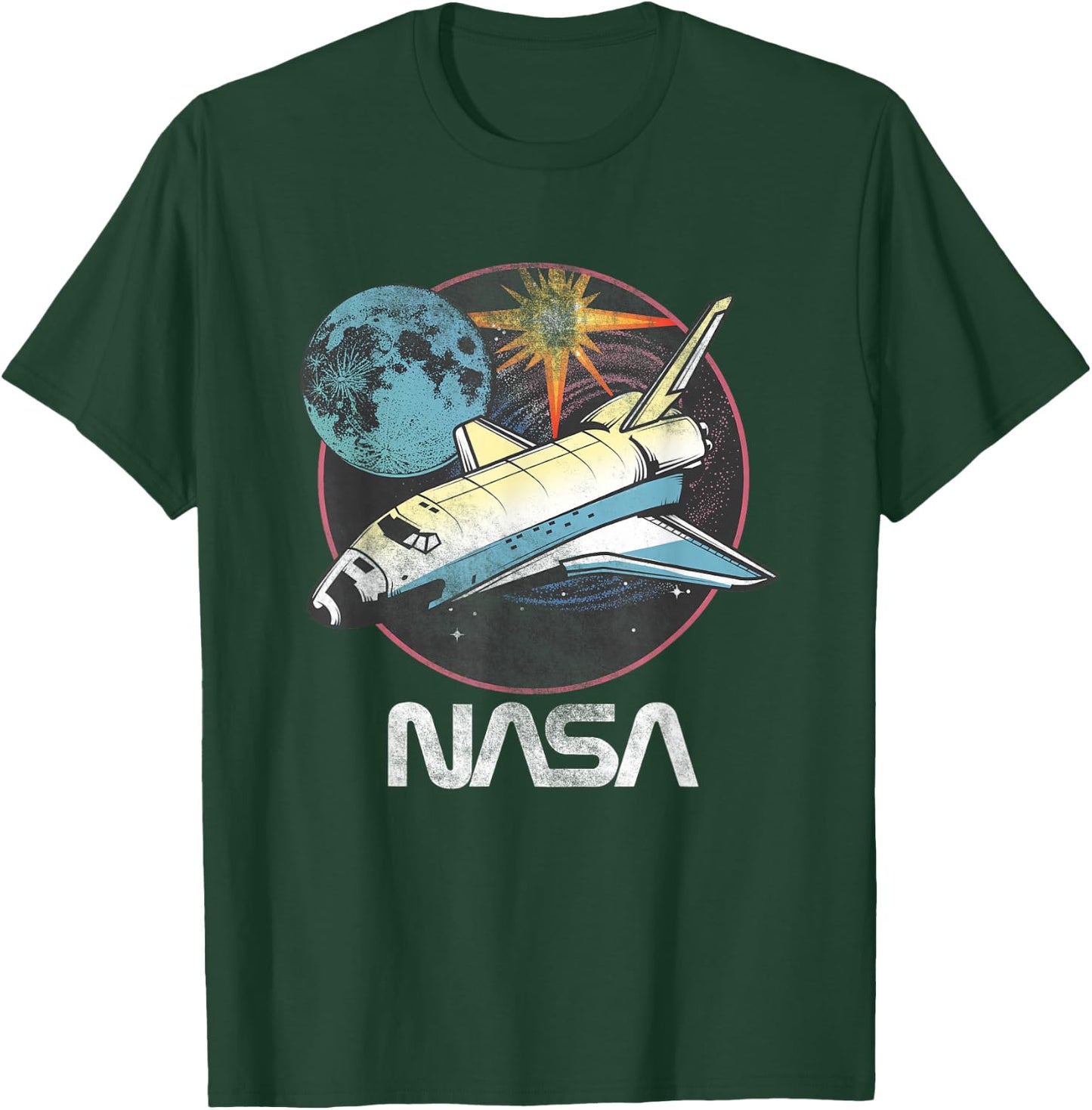 NASA Iconic Space Shuttle Blast Vintage Big Chest Poster T-Shirt - T-Shirt | Forest