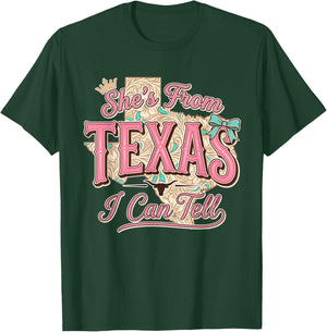 Shes from Texas I Can Tell Pride State Cowgirl Women Girl T-Shirt - T-Shirt | Forest