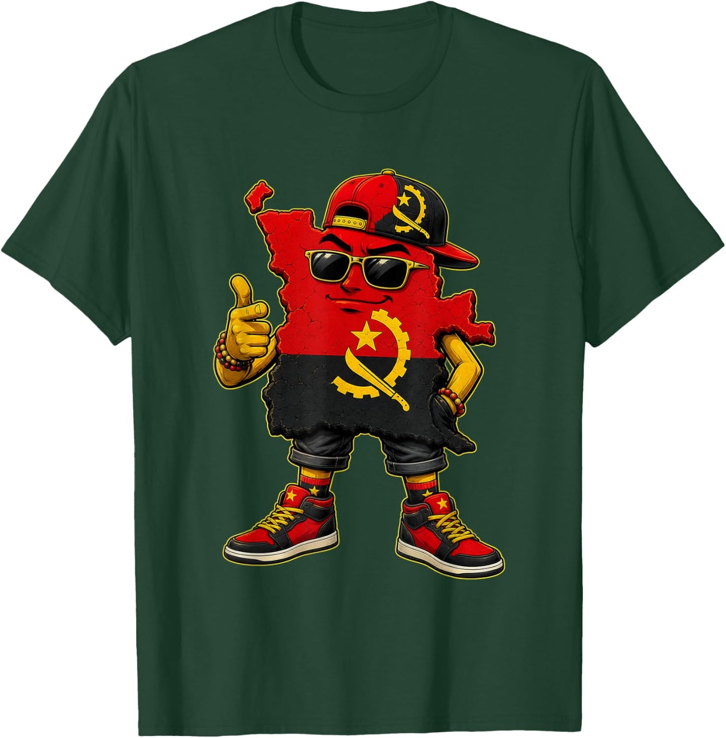 Country National Pride Angola Flag T-Shirt - T-Shirt | Forest
