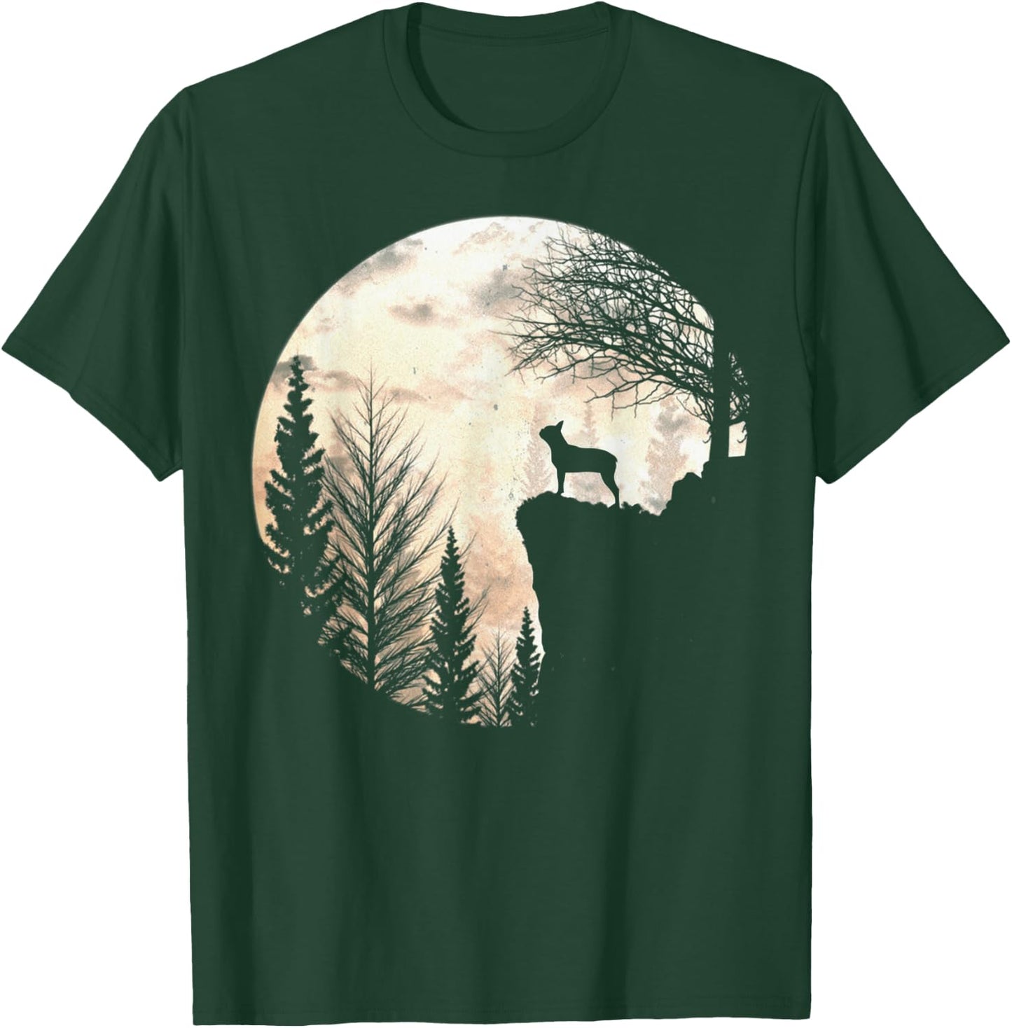 Funny Boston Terrier Dog Scary And Moon Halloween Costume Women T-Shirt - T-Shirt | Forest