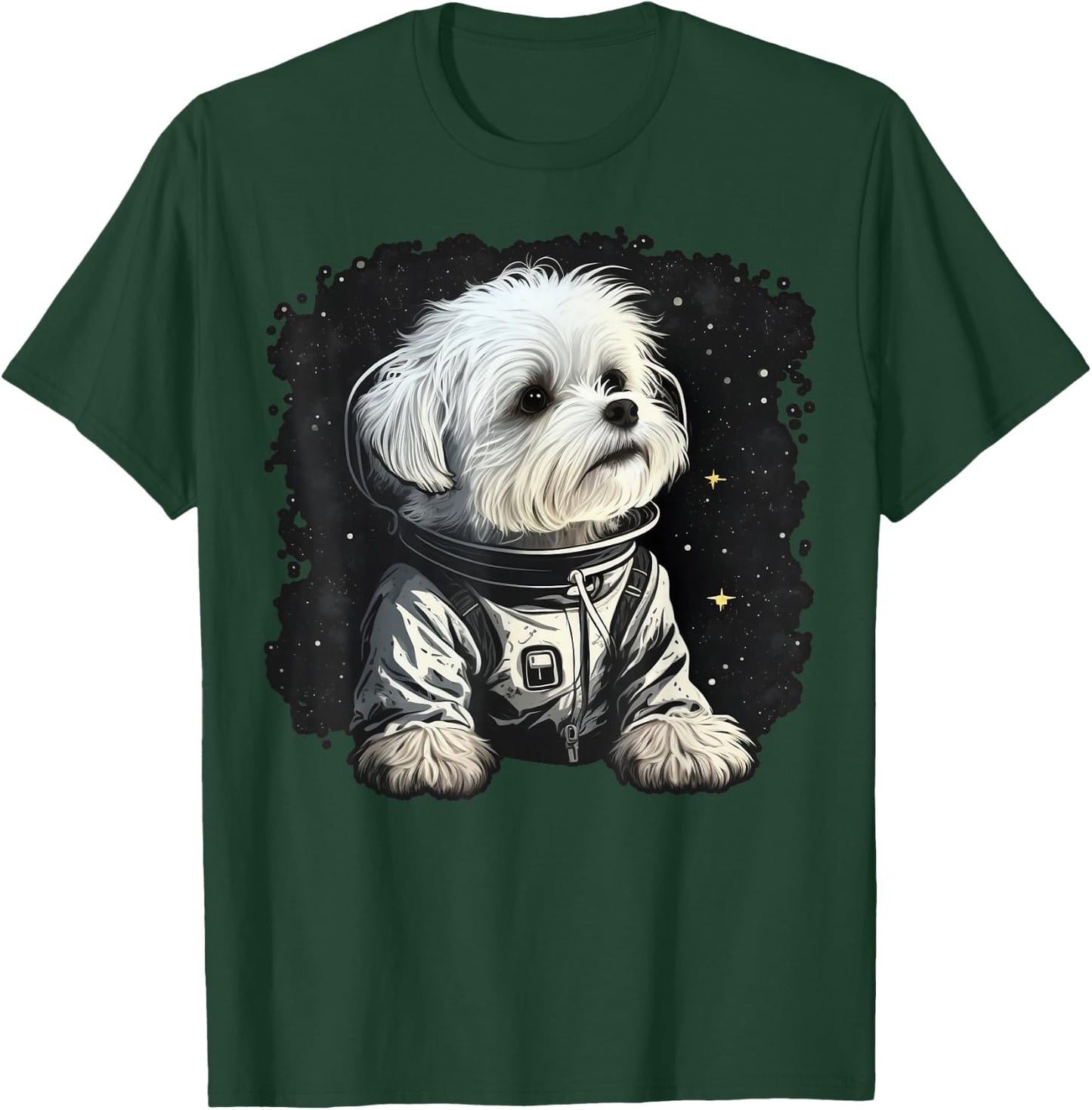 Outer Space Maltese dog on Galaxy Astronaut Maltese dog T-Shirt - T-Shirt | Forest