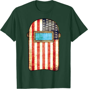 American Welder | US Flag Welding Hood Gift T-Shirt - T-Shirt | Forest