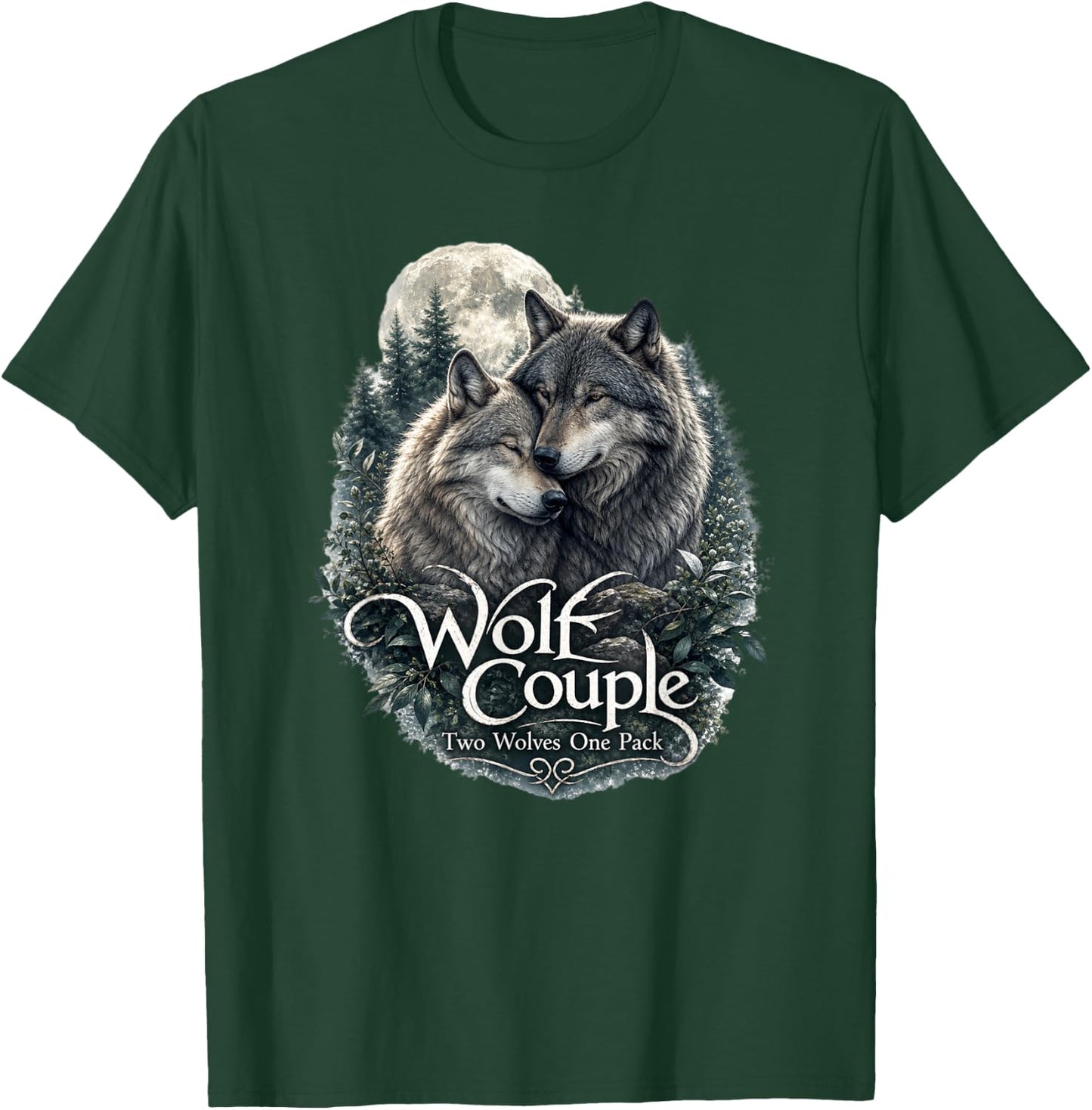 Wolf Couple Graphic Funny Wolf Lovers Wildlife Gift T-Shirt - T-Shirt | Forest